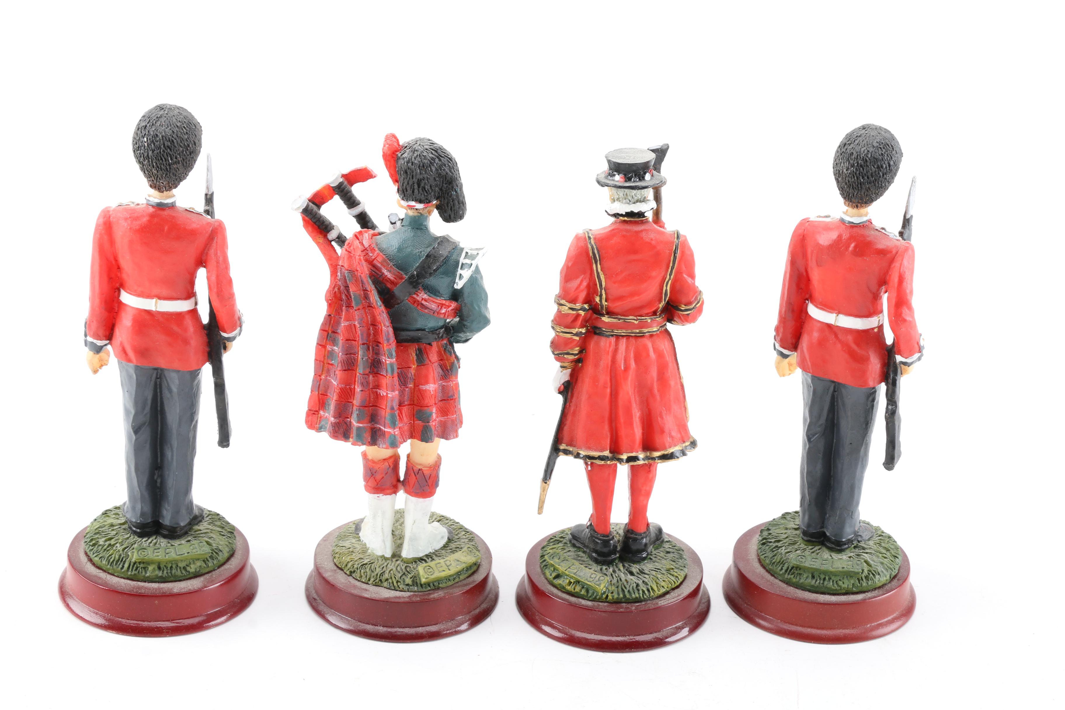 British Military Figurines Including Bagpipers and Beefeaters EBTH