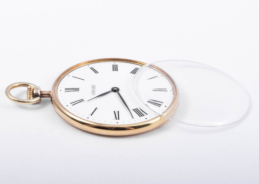 Vintage 14K Yellow Gold Concord Open Face Pocket Watch EBTH