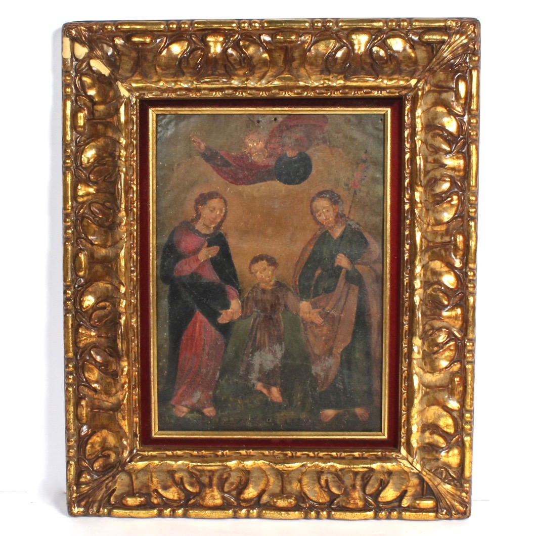 Framed Antique Religious Painting on Tin EBTH