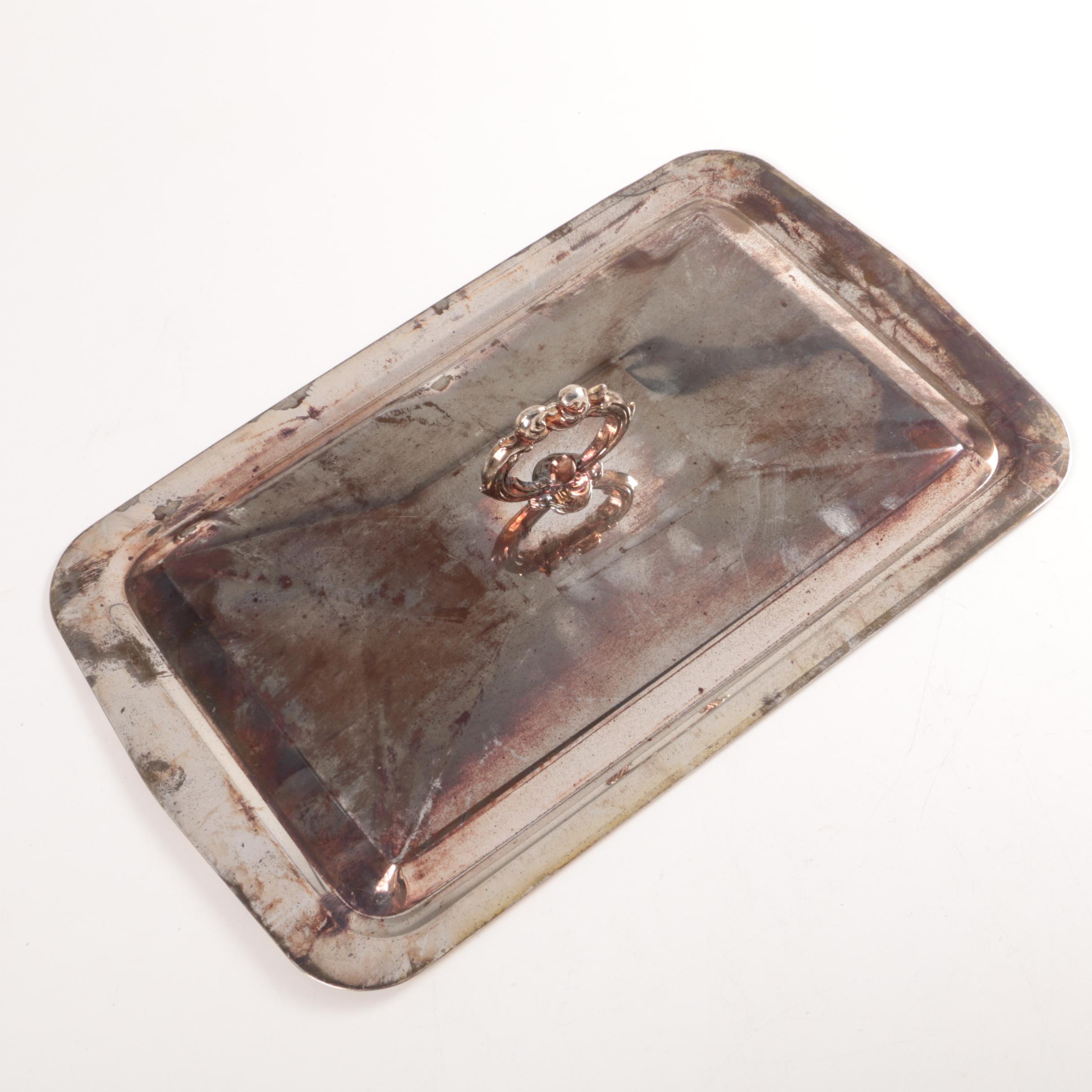 Chinese Silver Plate Lidded Chafing Dish Holder and Lid EBTH