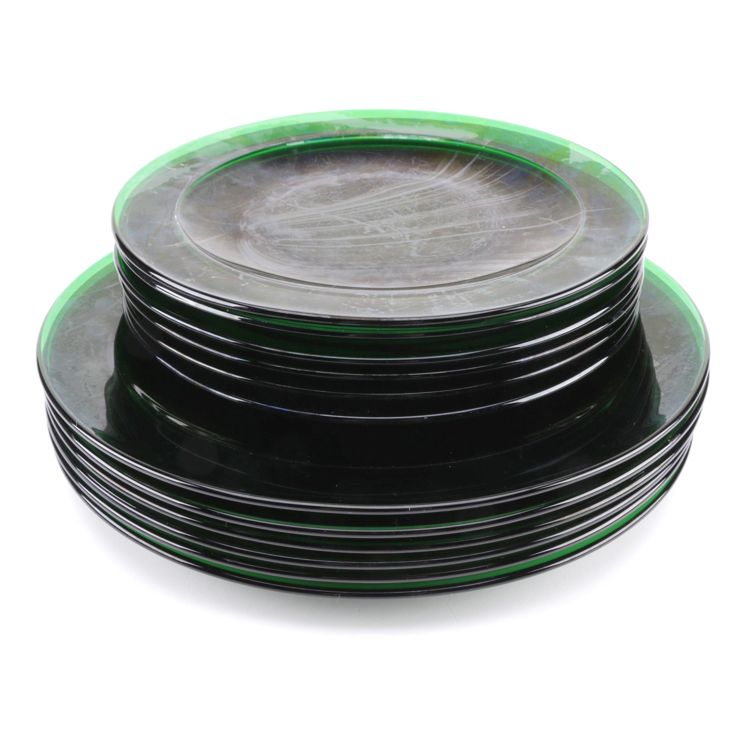 Green Glass Plates EBTH