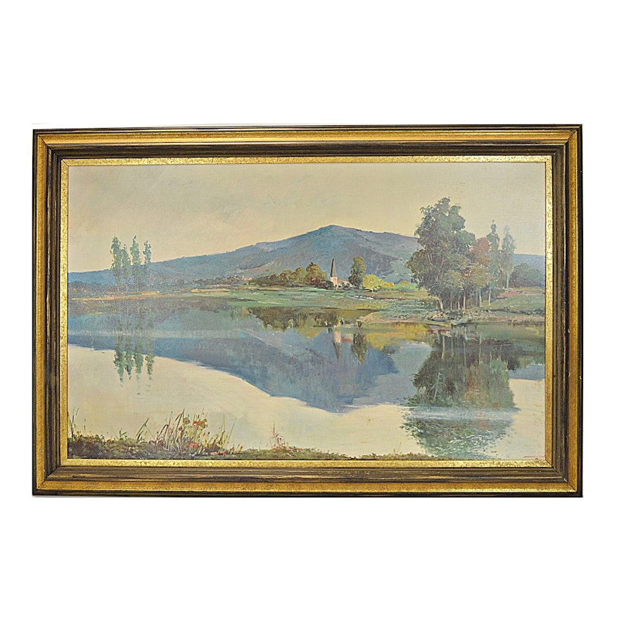 Print After Painting By Armando Bove Titled Mirror Lake Ebth