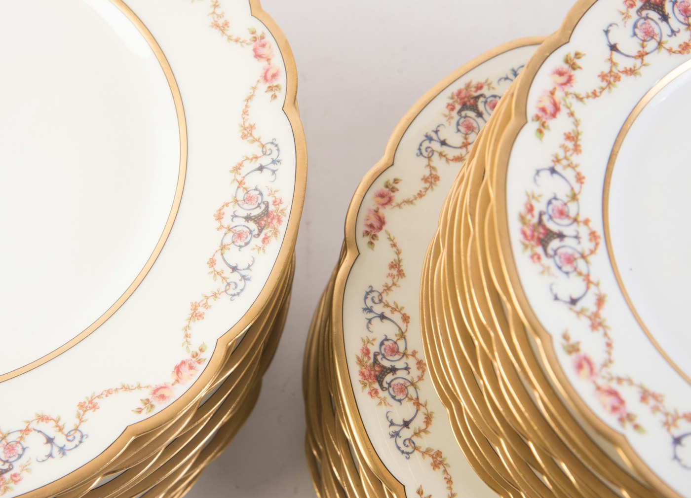 Haviland Limoges Scalloped Gold Tone Rim Floral China EBTH