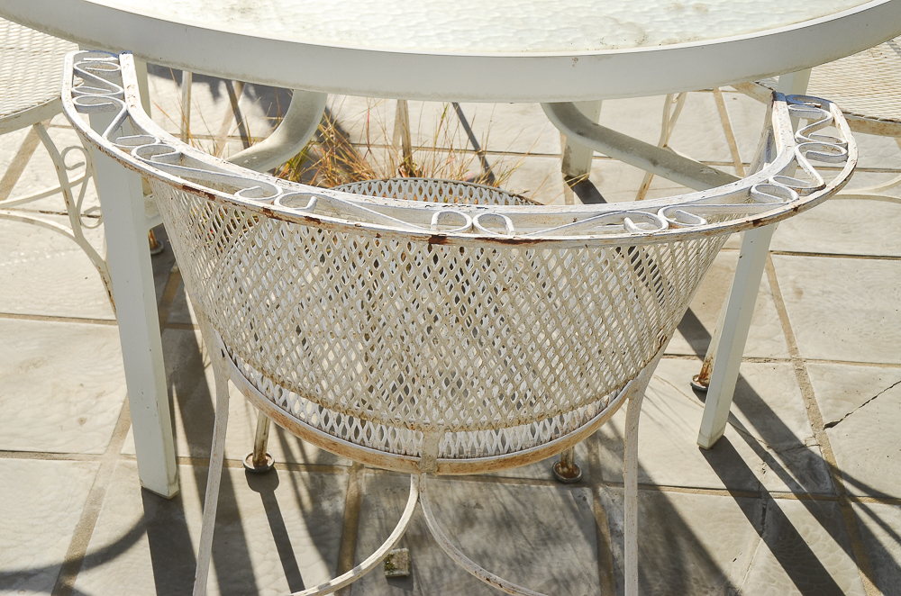White Wrought Iron Outdoor Table with Four Chairs EBTH