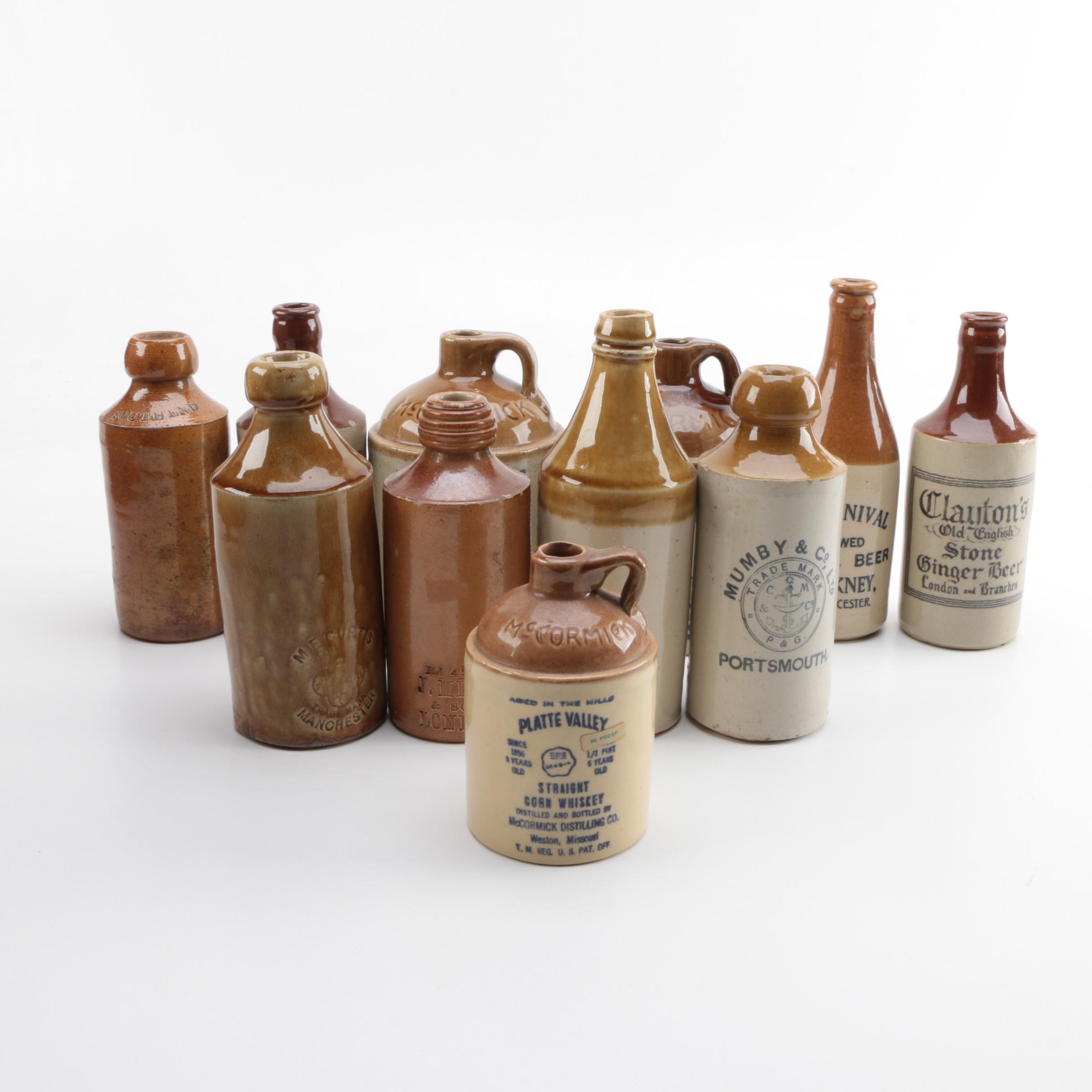 Vintage Stoneware Beer Bottles and Liquor Jugs EBTH