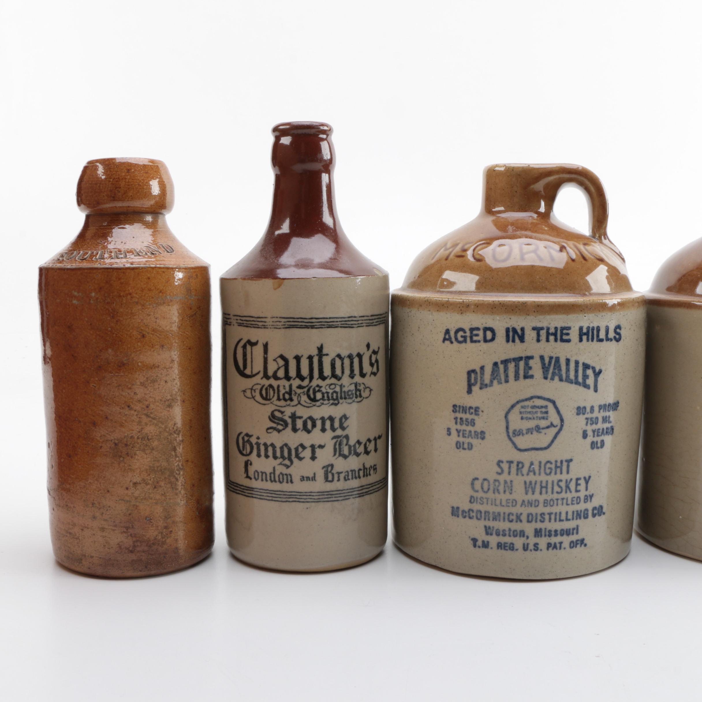 Vintage Stoneware Beer Bottles and Liquor Jugs EBTH