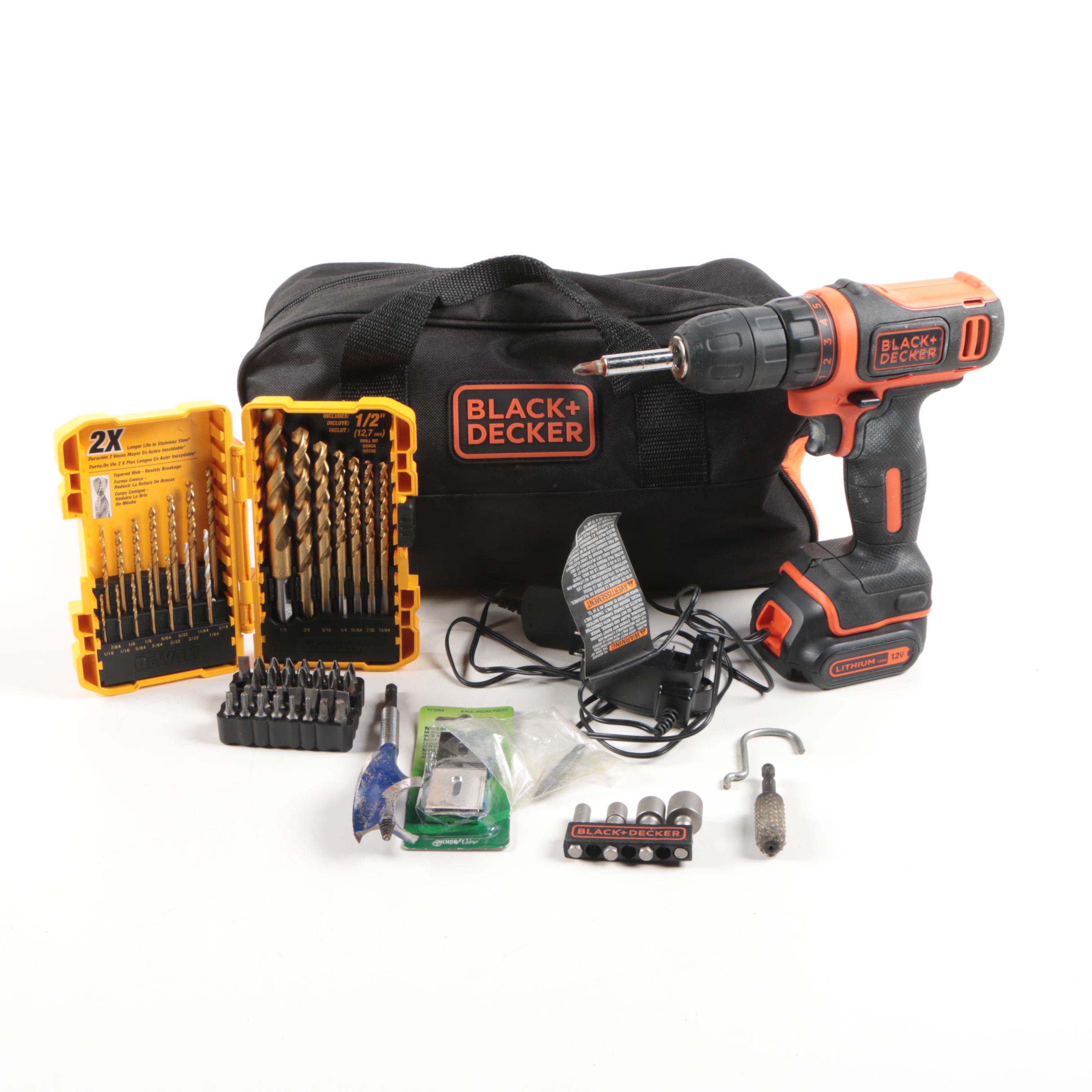 Black + Decker Cordless Drill with Accessories EBTH