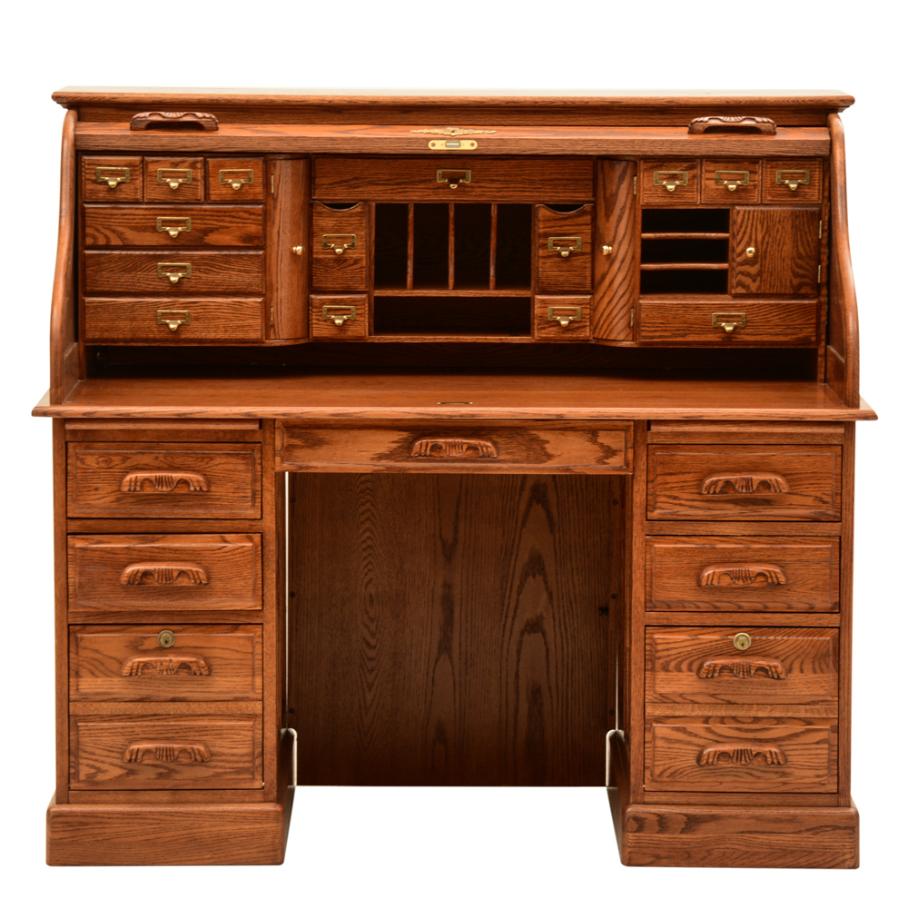 Oak Roll Top Desk Ebth