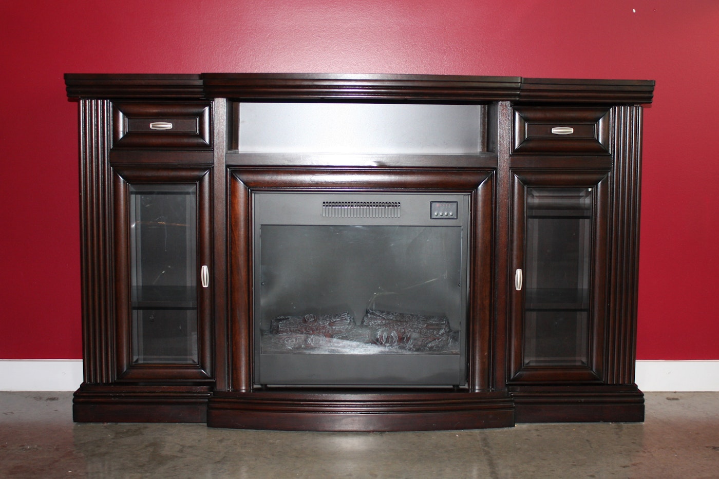 Electric Fireplace Wooden Cabinet | EBTH