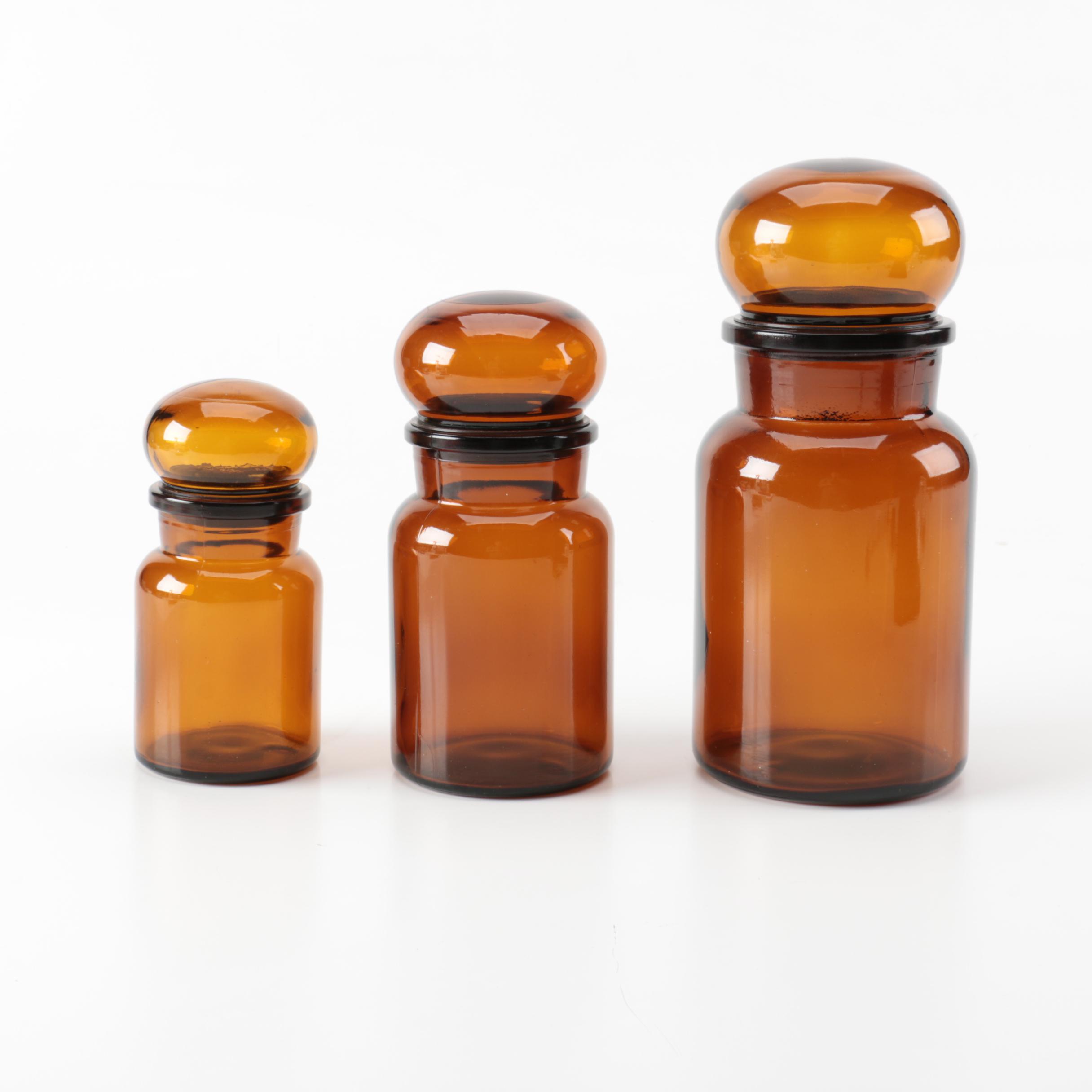 Brown Glass Jars with Lids EBTH