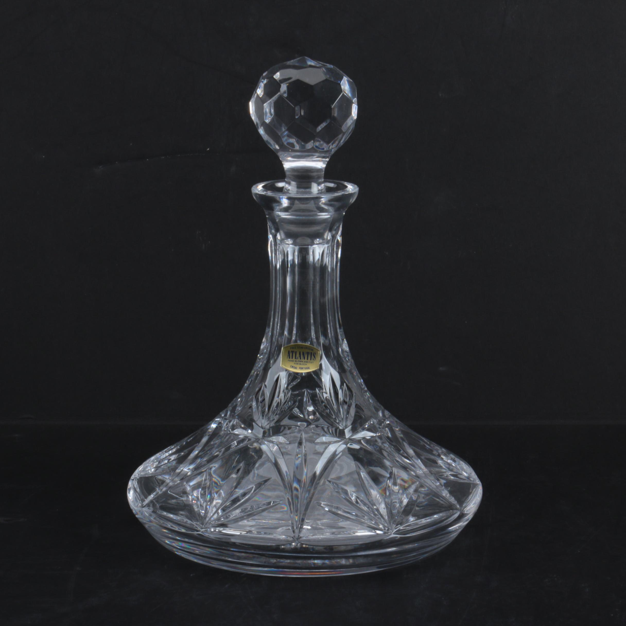 Atlantis Portuguese Crystal "Miguel" Hand Blown and Cut Ships Decanter