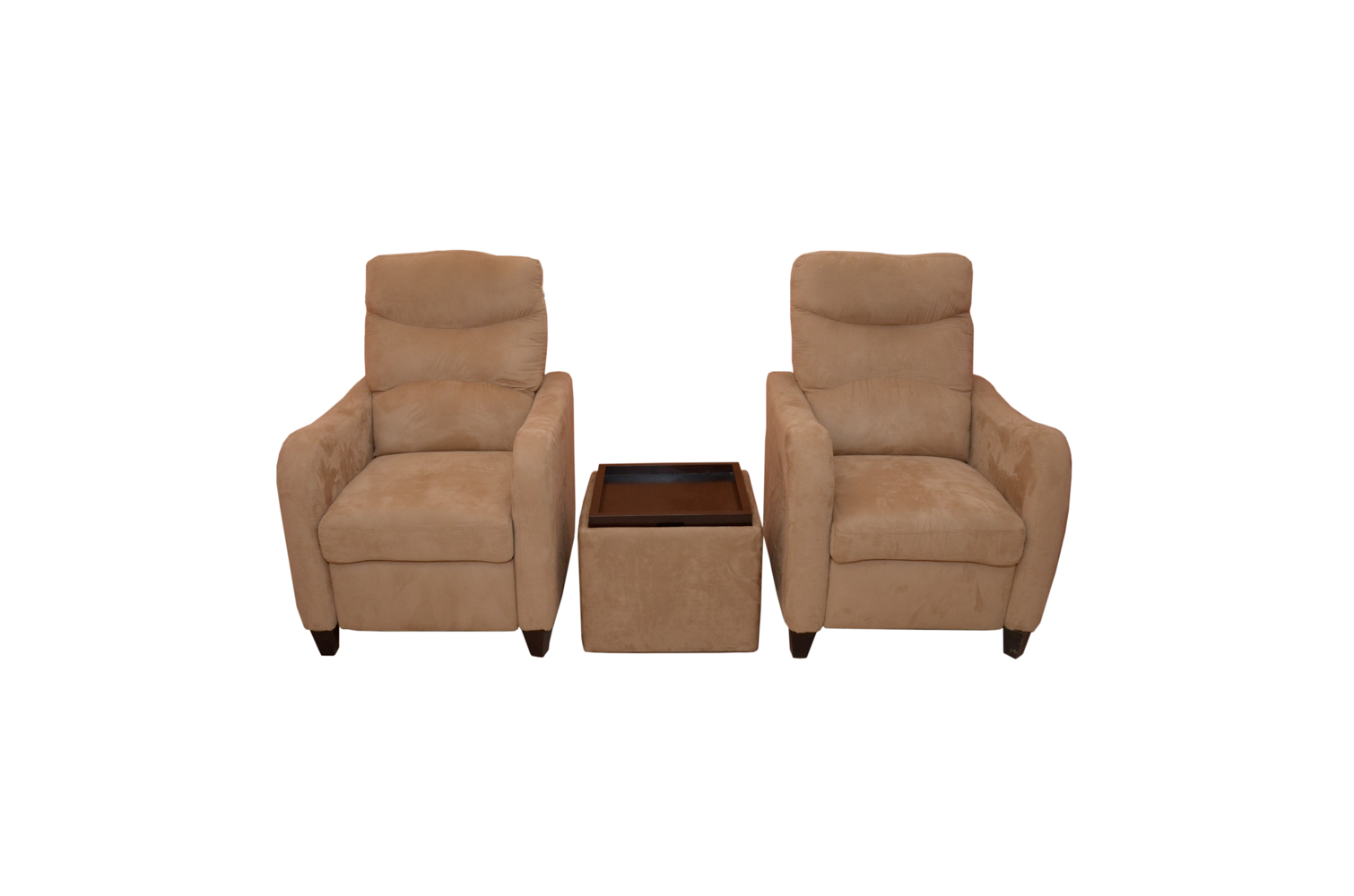 Micro Suede Recliners With Storage Ottoman Ebth
