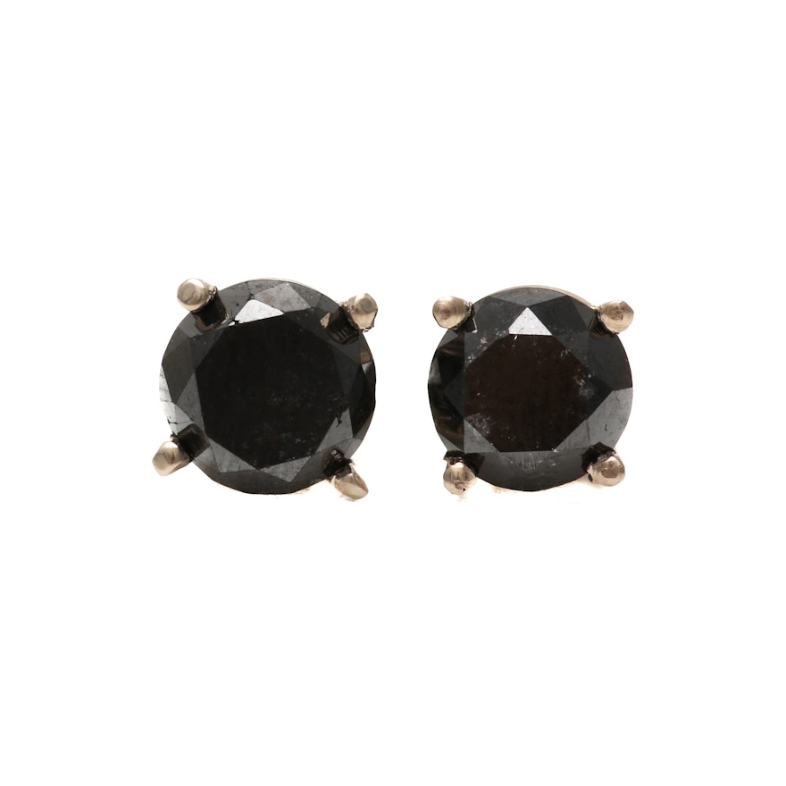 14k White Gold 2 0 Ctw Black Diamond Stud Earrings Ebth 14k White Gold 2 0 Ctw Black Diamond Stud Earrings