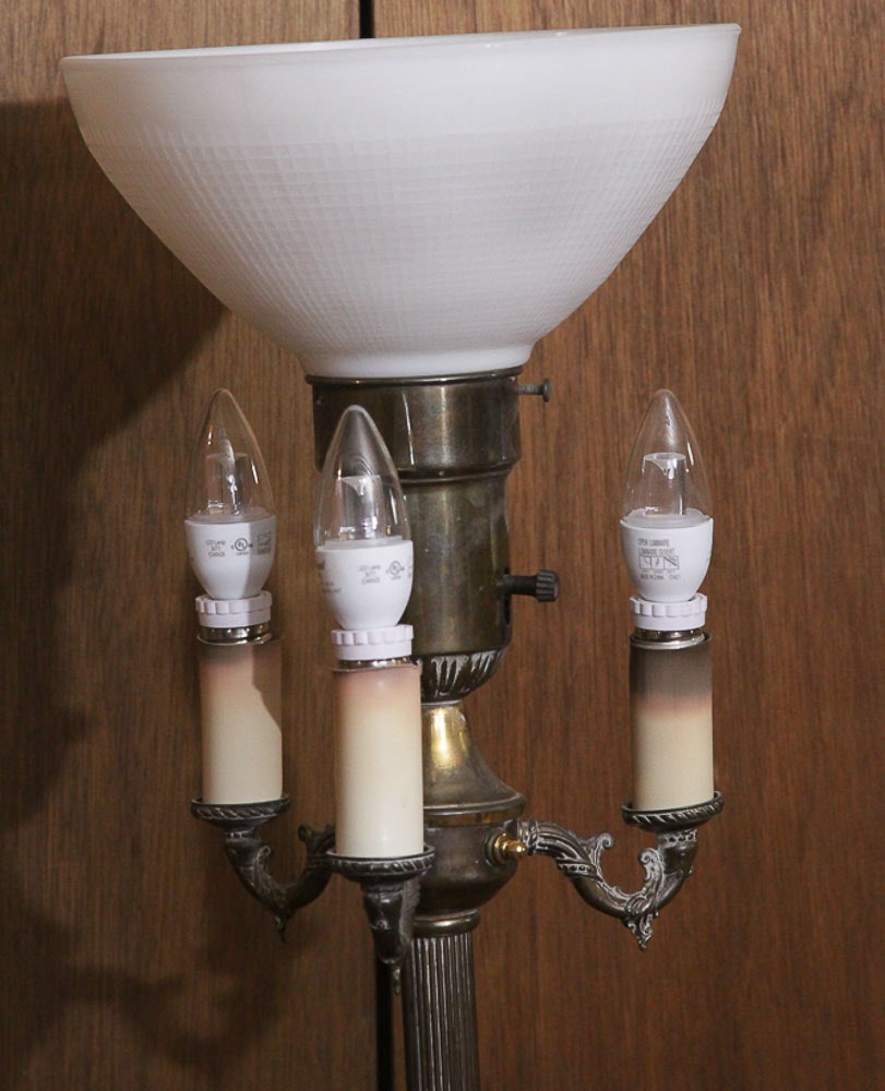 Vintage Brass Candelabra Torchiere Floor Lamp | EBTH