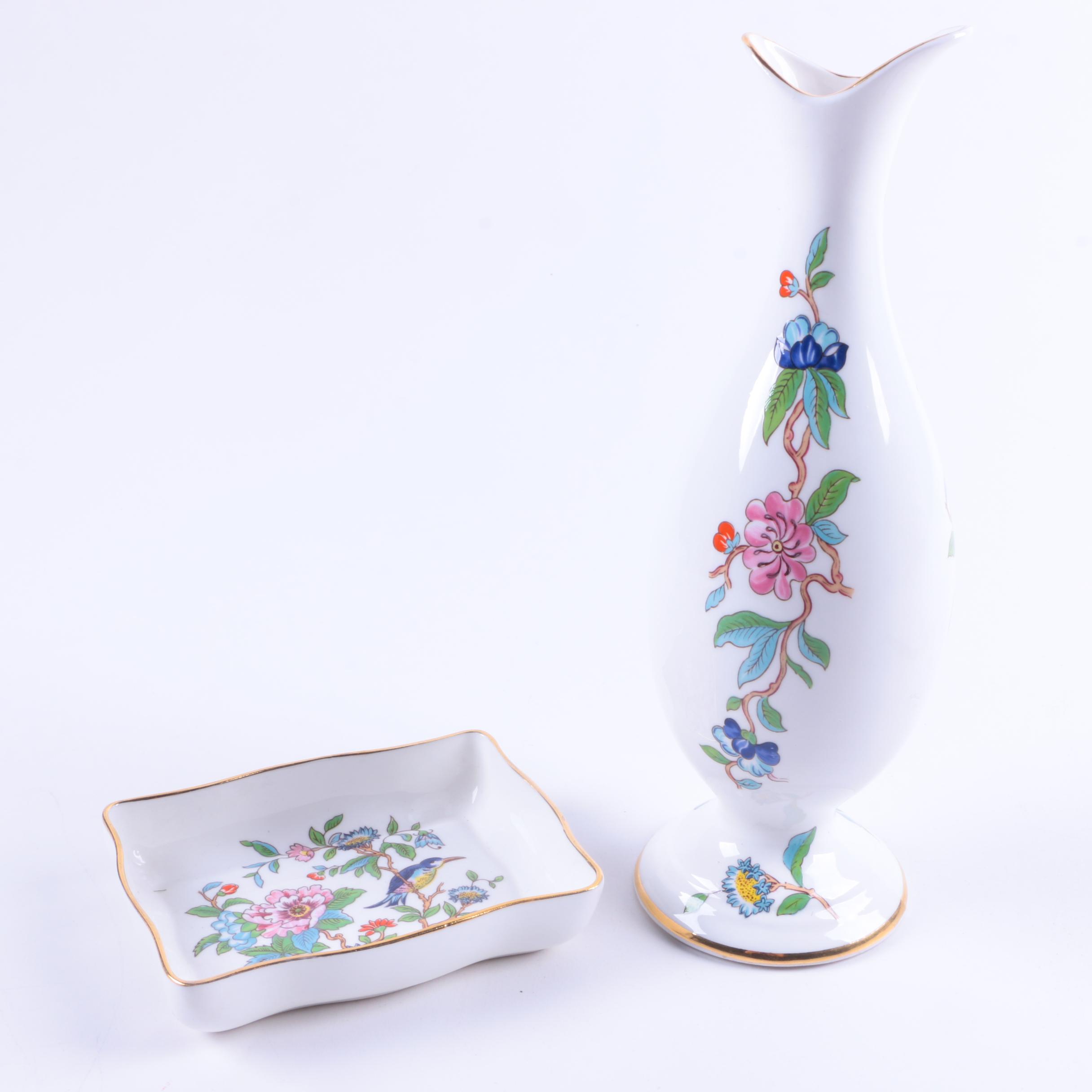 Aynsley Pembroke English Bone China Vase And Dish Ebth