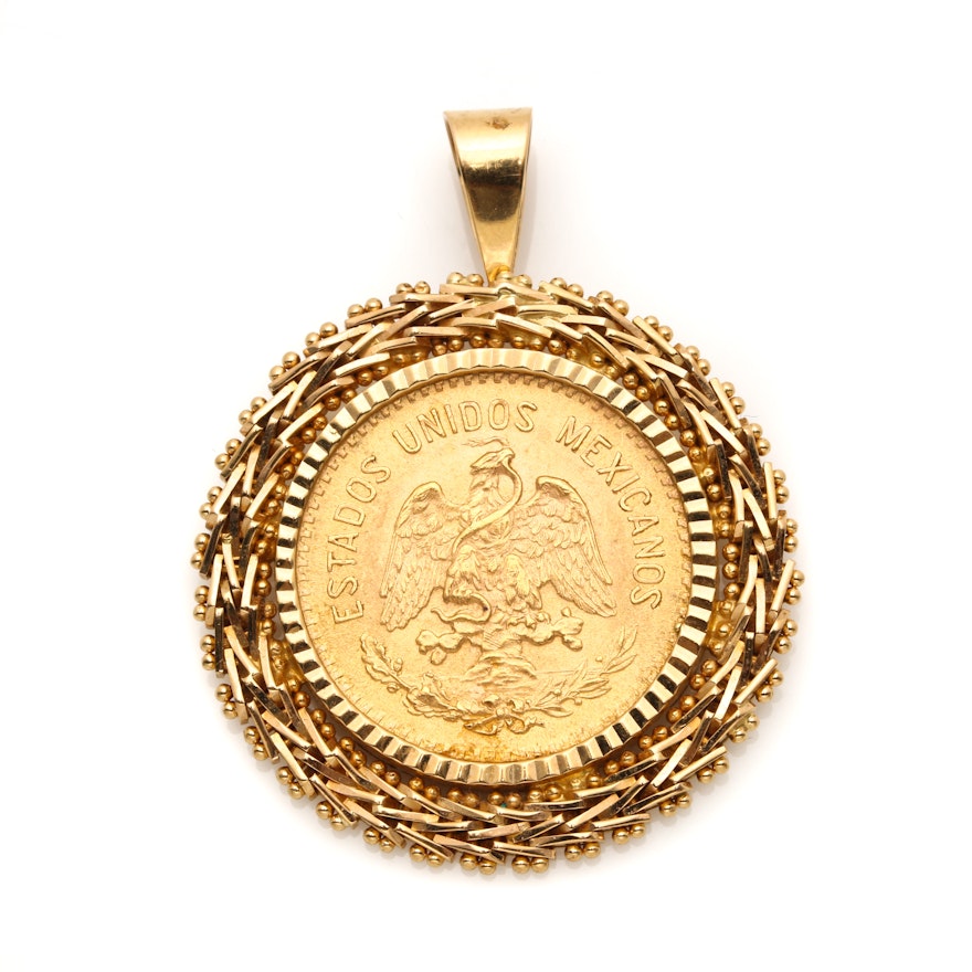 1959 Mexican 10 Peso Gold Coin Pendant EBTH 1959-mexican-10-peso-gold-coin-pendant-ebth
