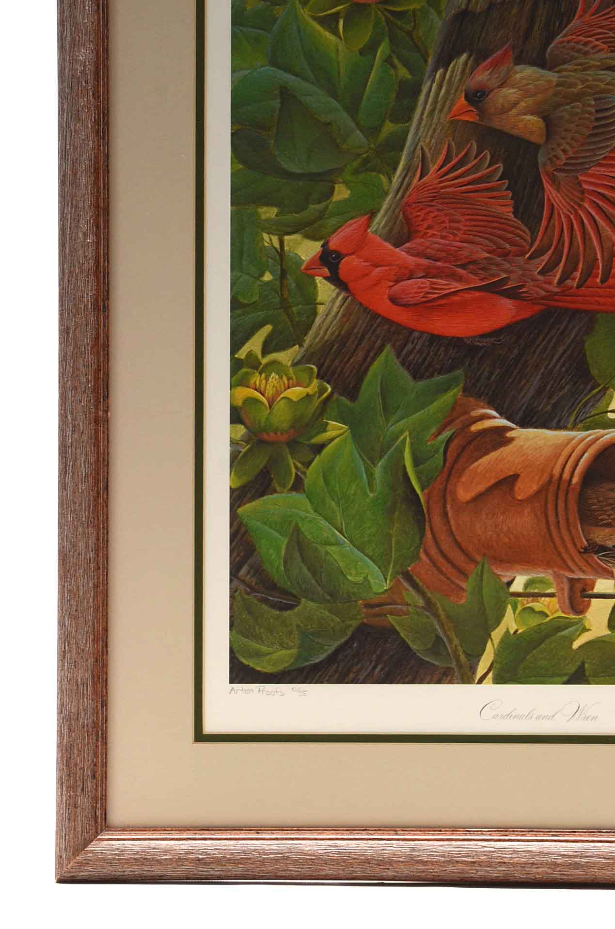 John Ruthven Artist's Proof Offset Lithograph on Paper "Cardinals and
