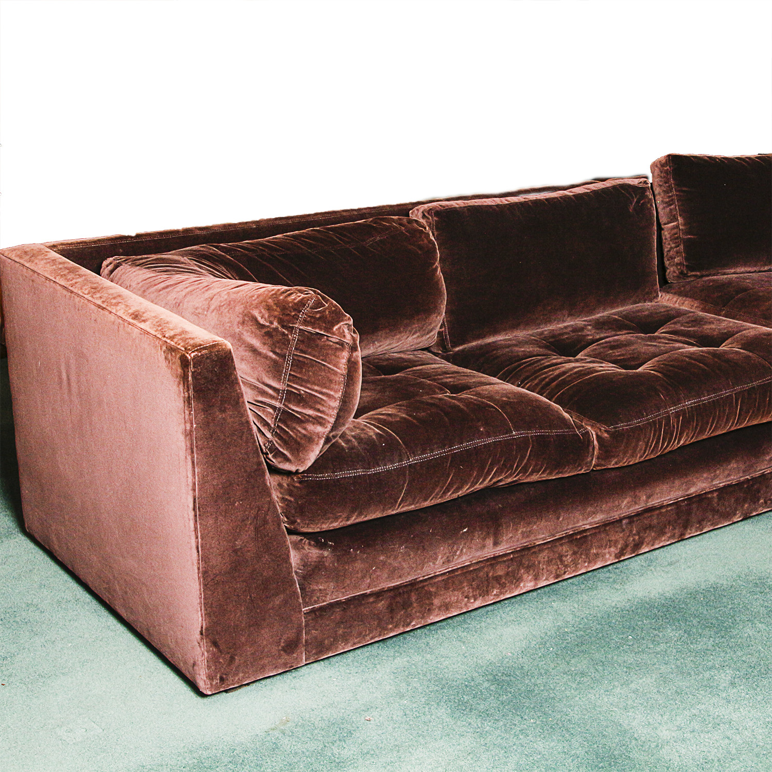 Chocolate Brown Velvet Upholstered Sectional Sofa EBTH