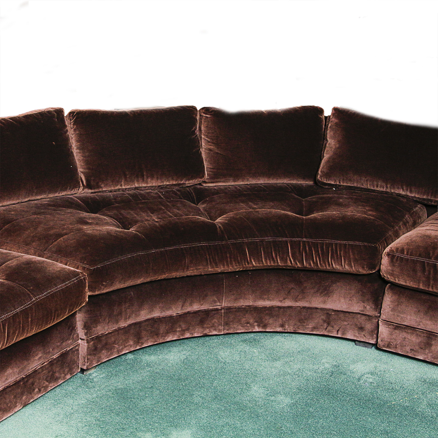 Chocolate Brown Velvet Upholstered Sectional Sofa EBTH   237 D 