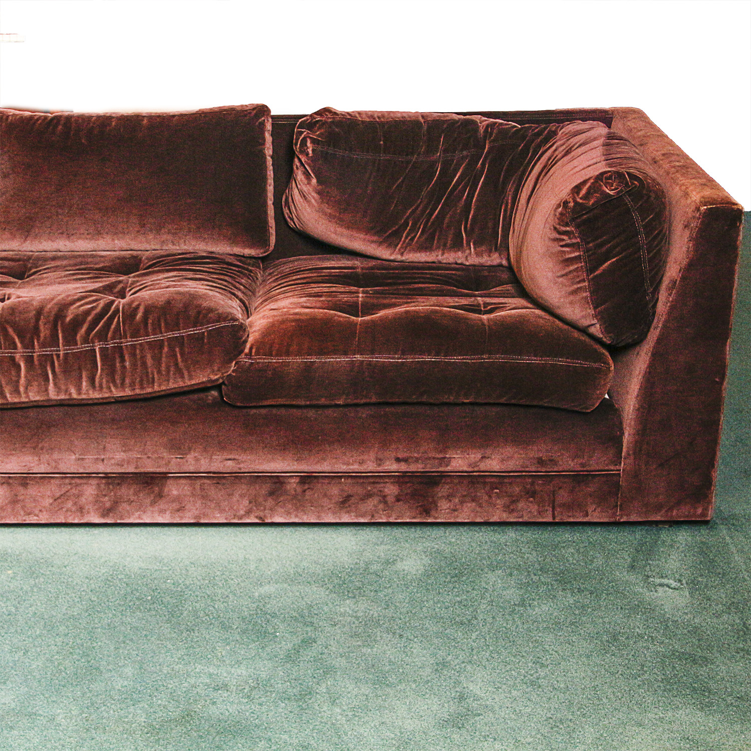 Chocolate Brown Velvet Upholstered Sectional Sofa EBTH   237 E 