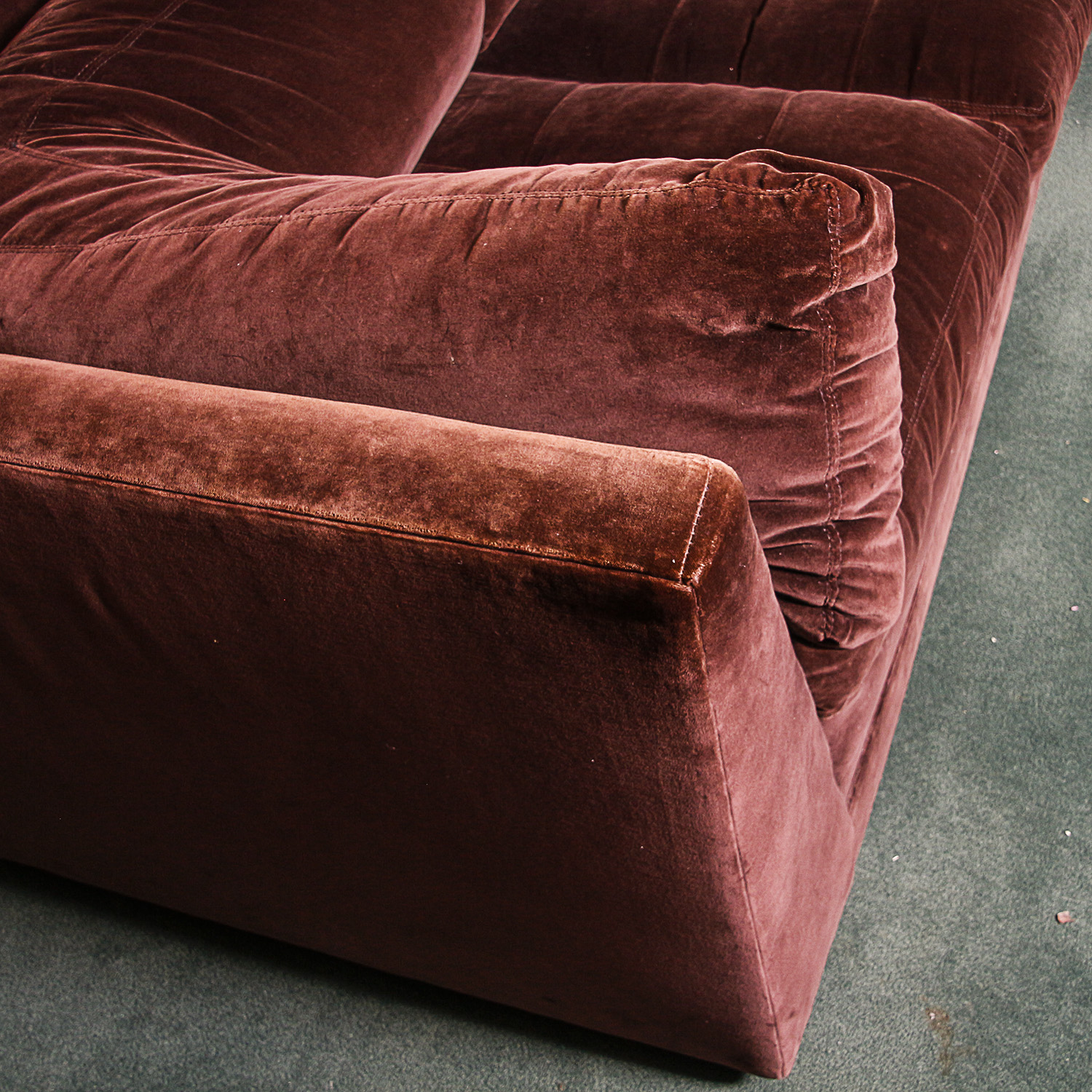 Chocolate Brown Velvet Upholstered Sectional Sofa : EBTH