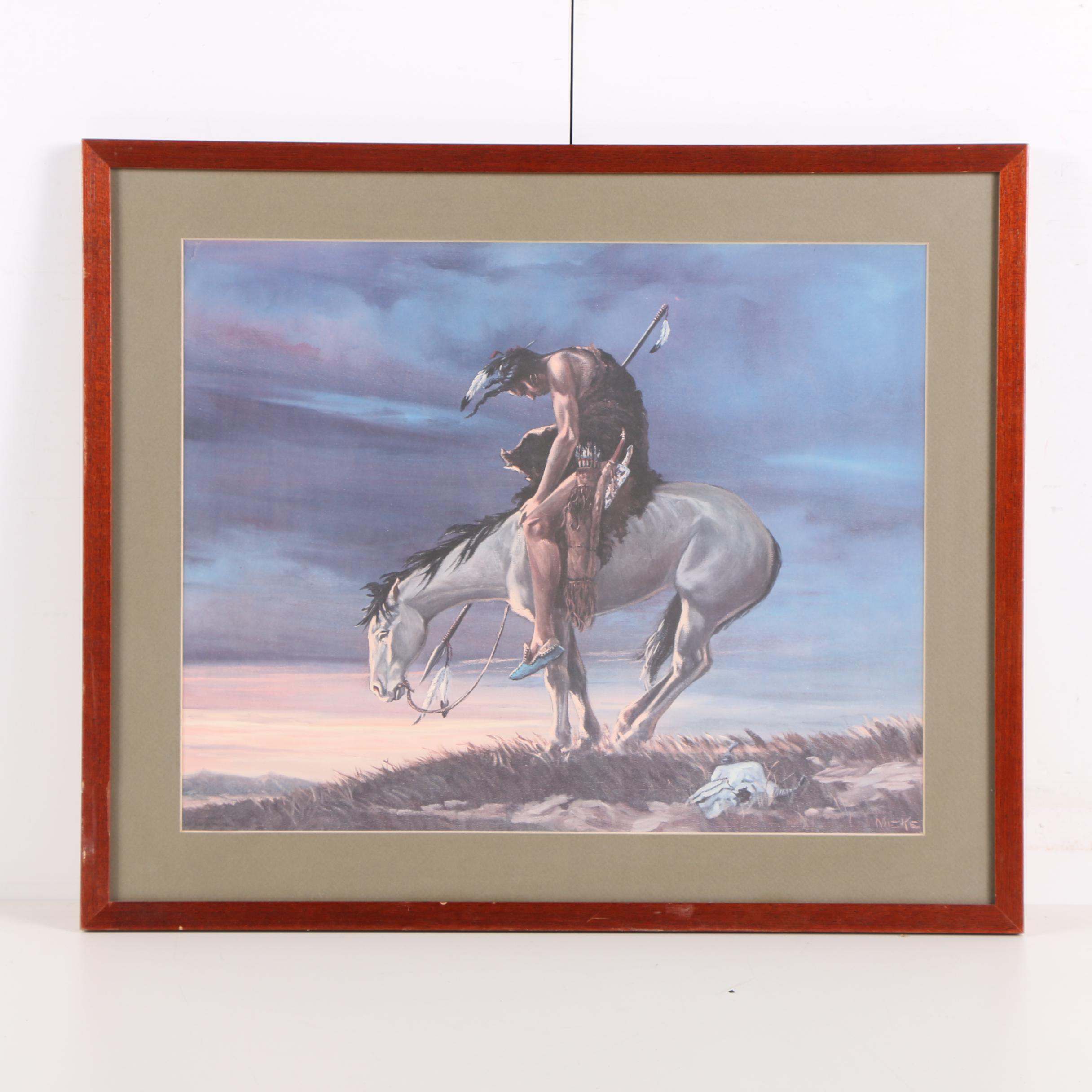 Offset Lithograph After Michael J Meketi End Of The Trail Ebth