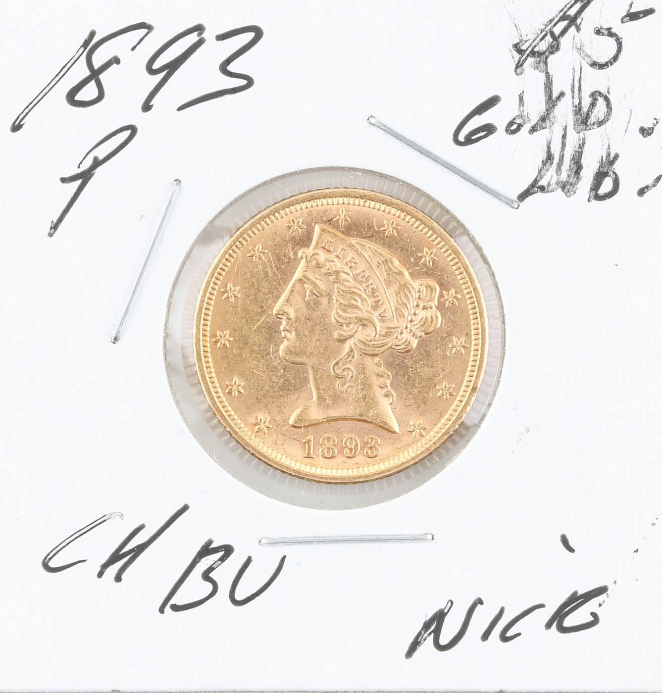 1893 Liberty Head $5 Gold Coin : EBTH