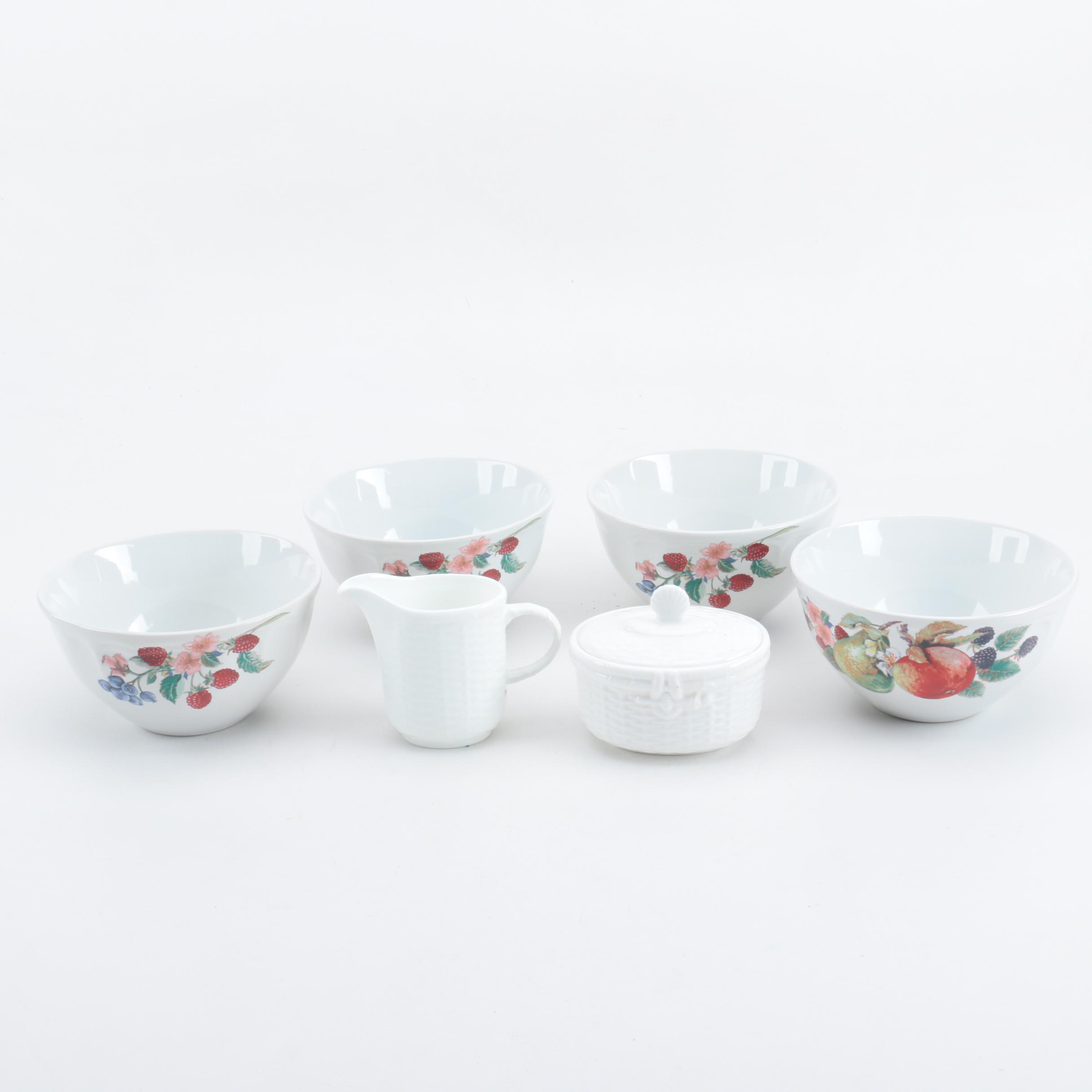 Wedgwood "Nantucket" Creamer and Sugar Bowl with Gorham "Berry Arbor