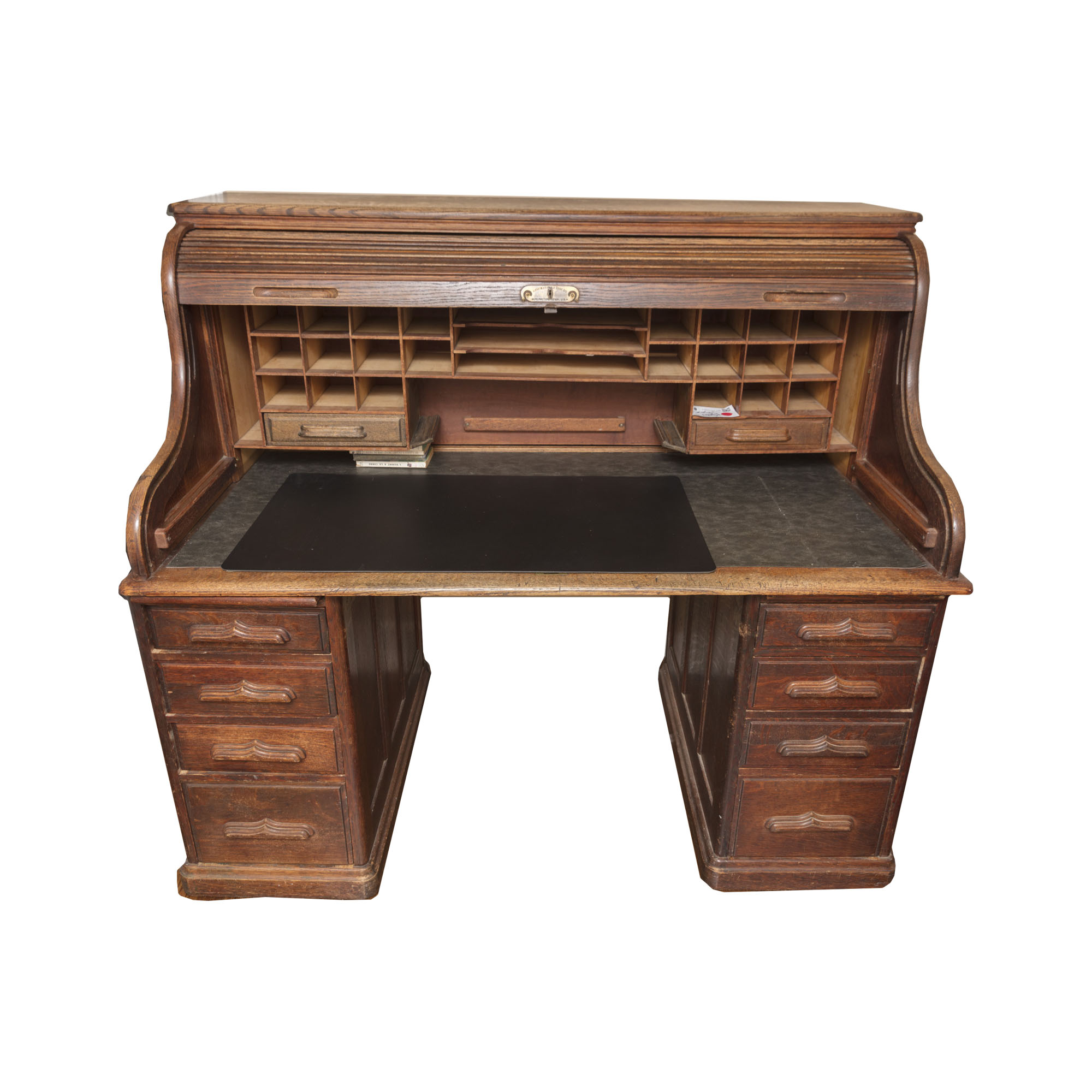 Oak Roll Top Double Pedestal Desk By Rand Leopold Desk Company