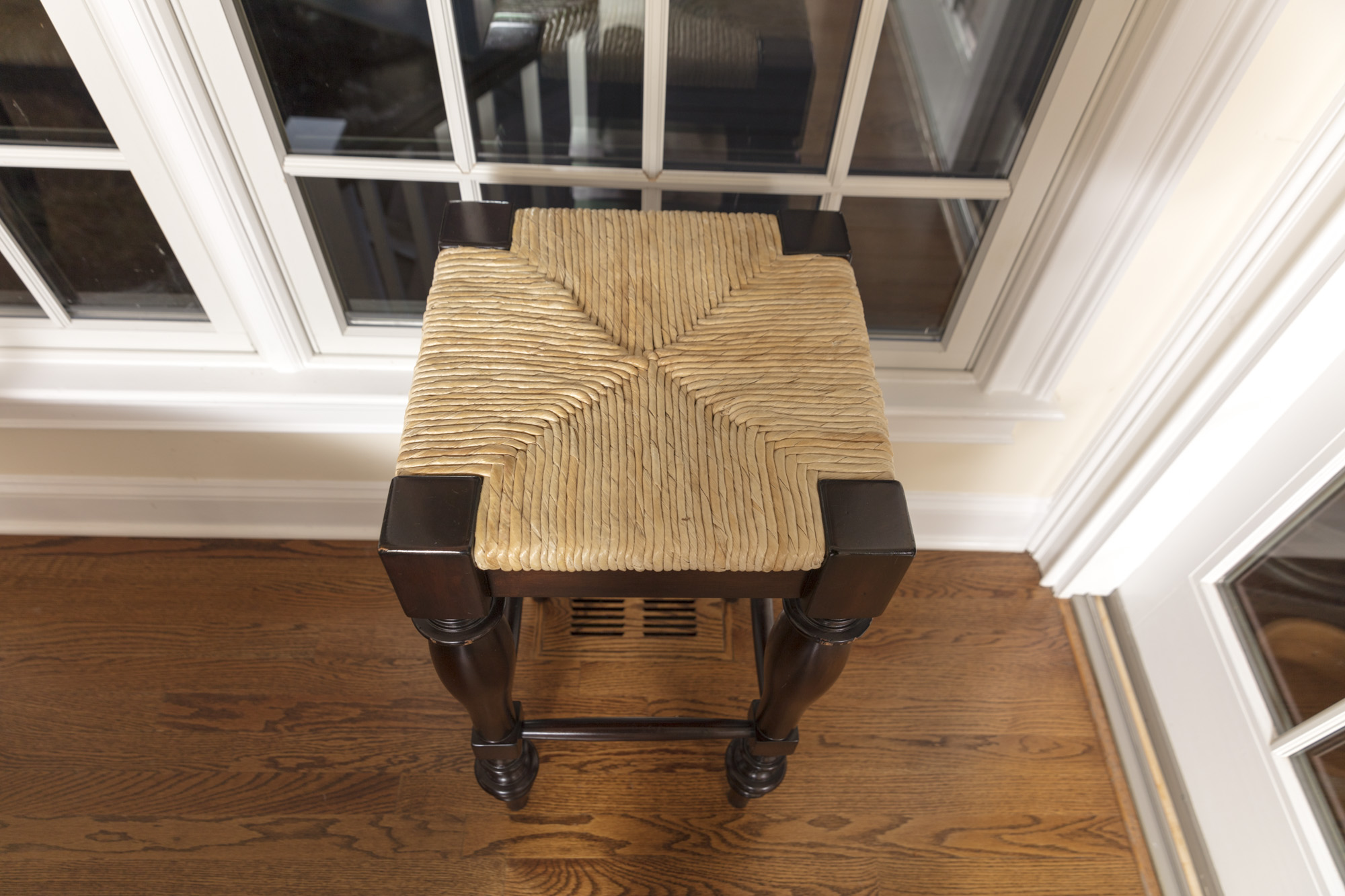 Pottery Barn "Montego" Mahogany Dining Table with Rush Seat Chairs and