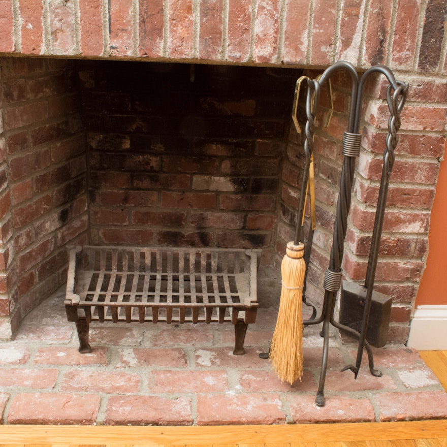 Vintage Cast Iron Fireplace Tools Ebth Vintage Cast Iron Fireplace Tools