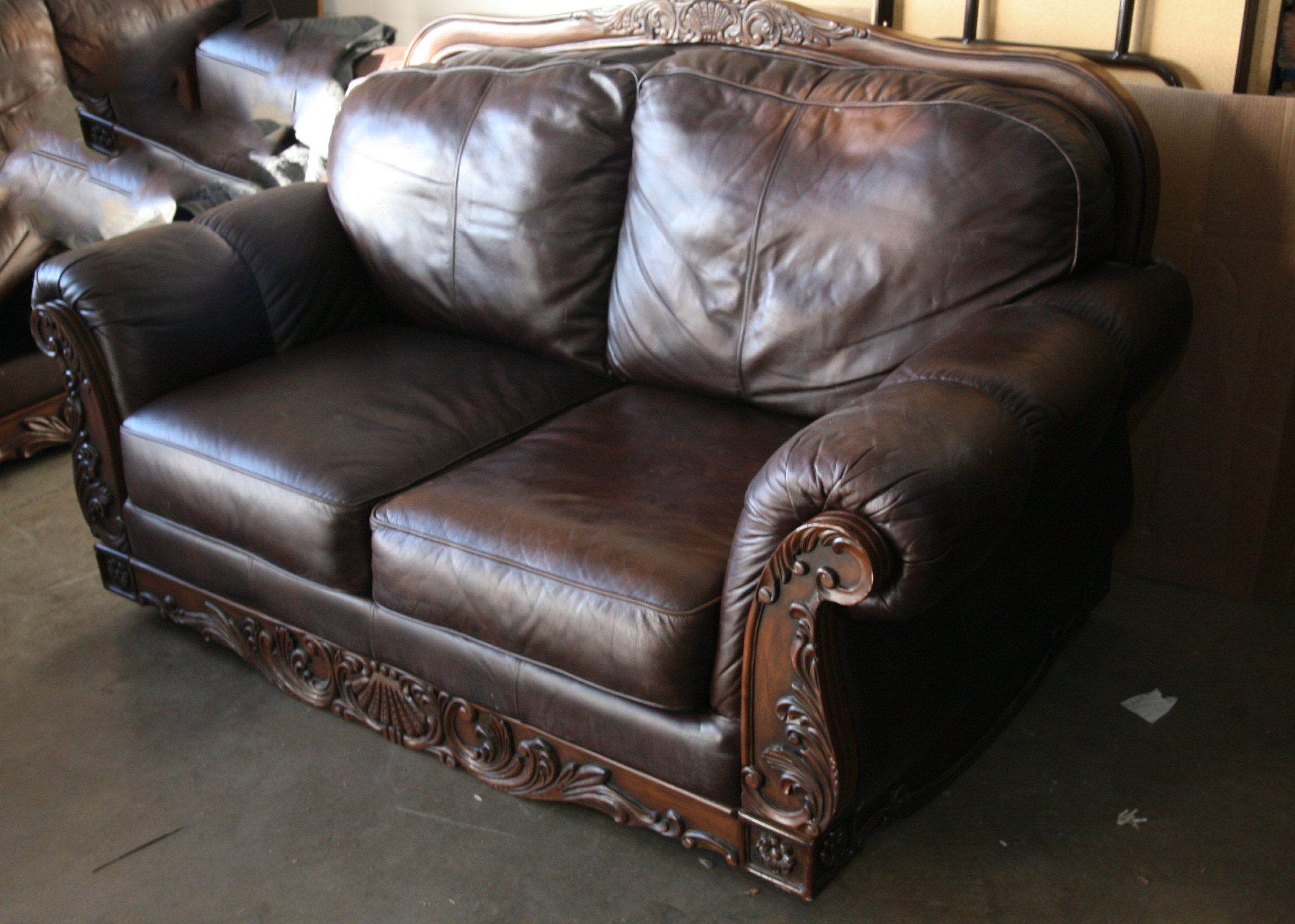 Victorian Style Leather Loveseat by Ashley Furniture EBTH