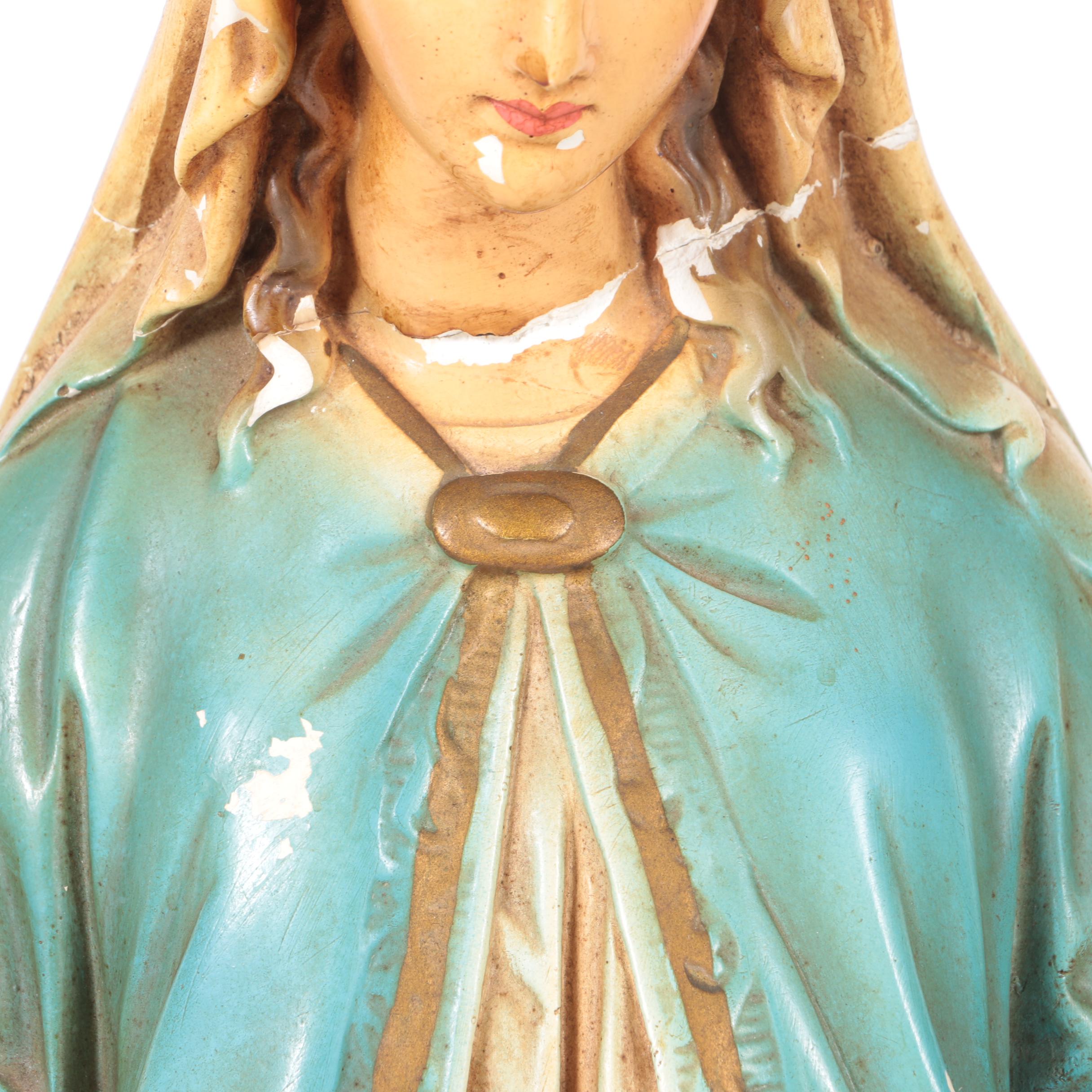 Vintage Chalkware Virgin Mary Statue EBTH