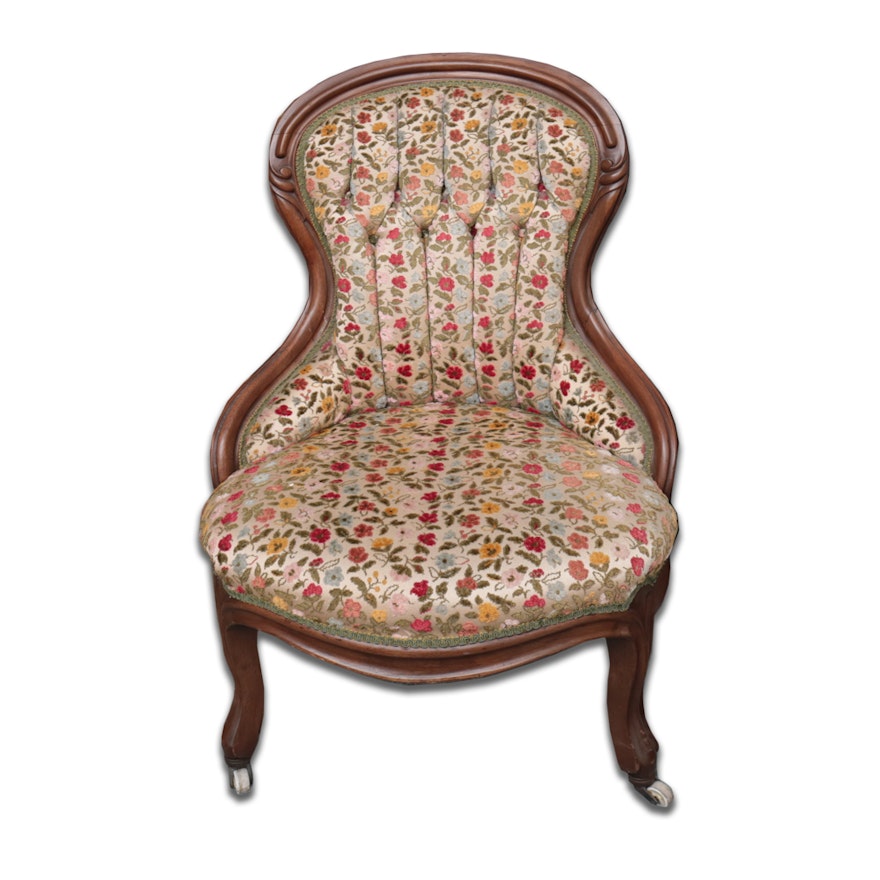 Vintage Victorian Style Upholstered Chair : EBTH Vintage Victorian Style Upholstered Chair ... - Vintage Victorian Style Upholstered Chair : EBTH