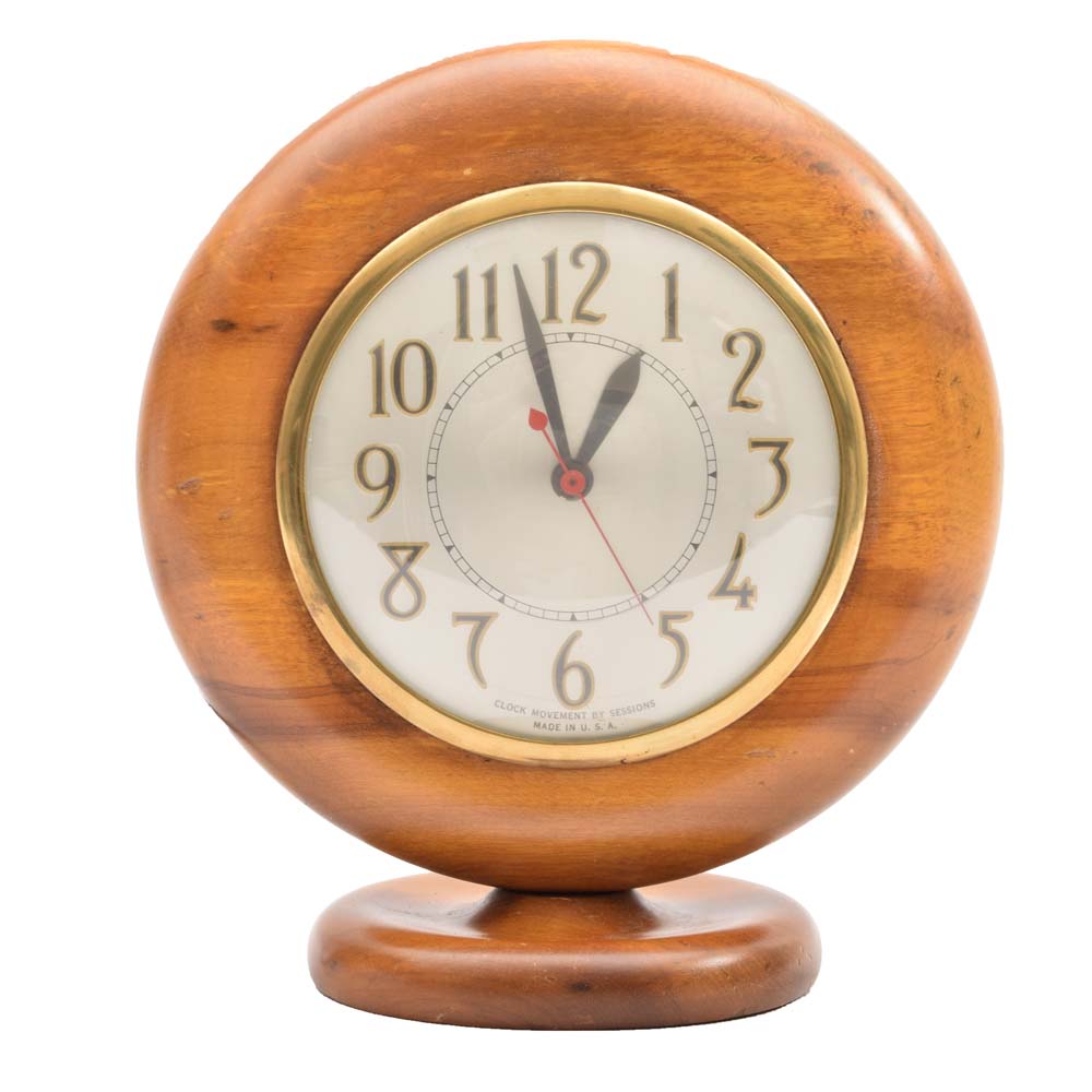 Vintage Mid Century Myrtlewood Clock by Sessions EBTH