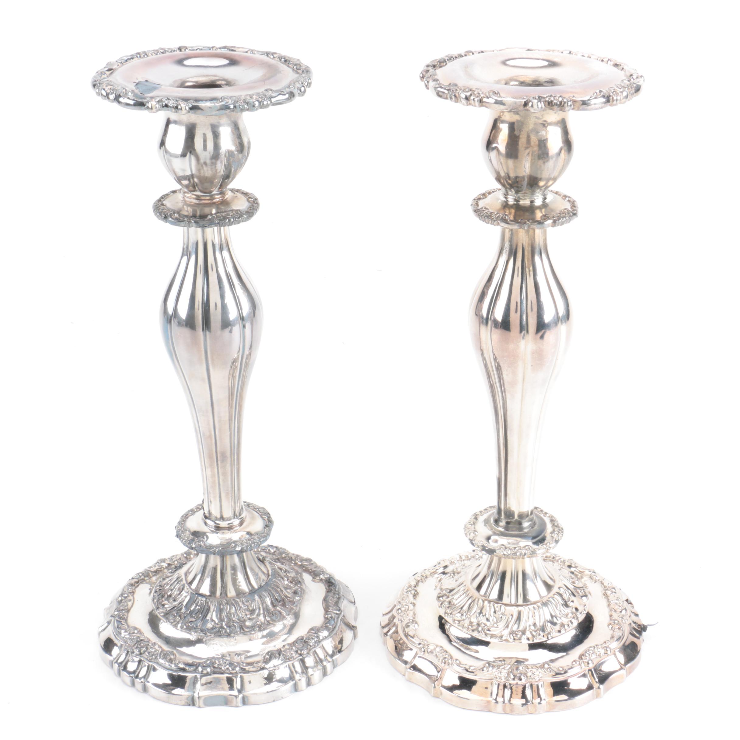 Lunt Silversmiths Silver Plate Candlestick Holders EBTH