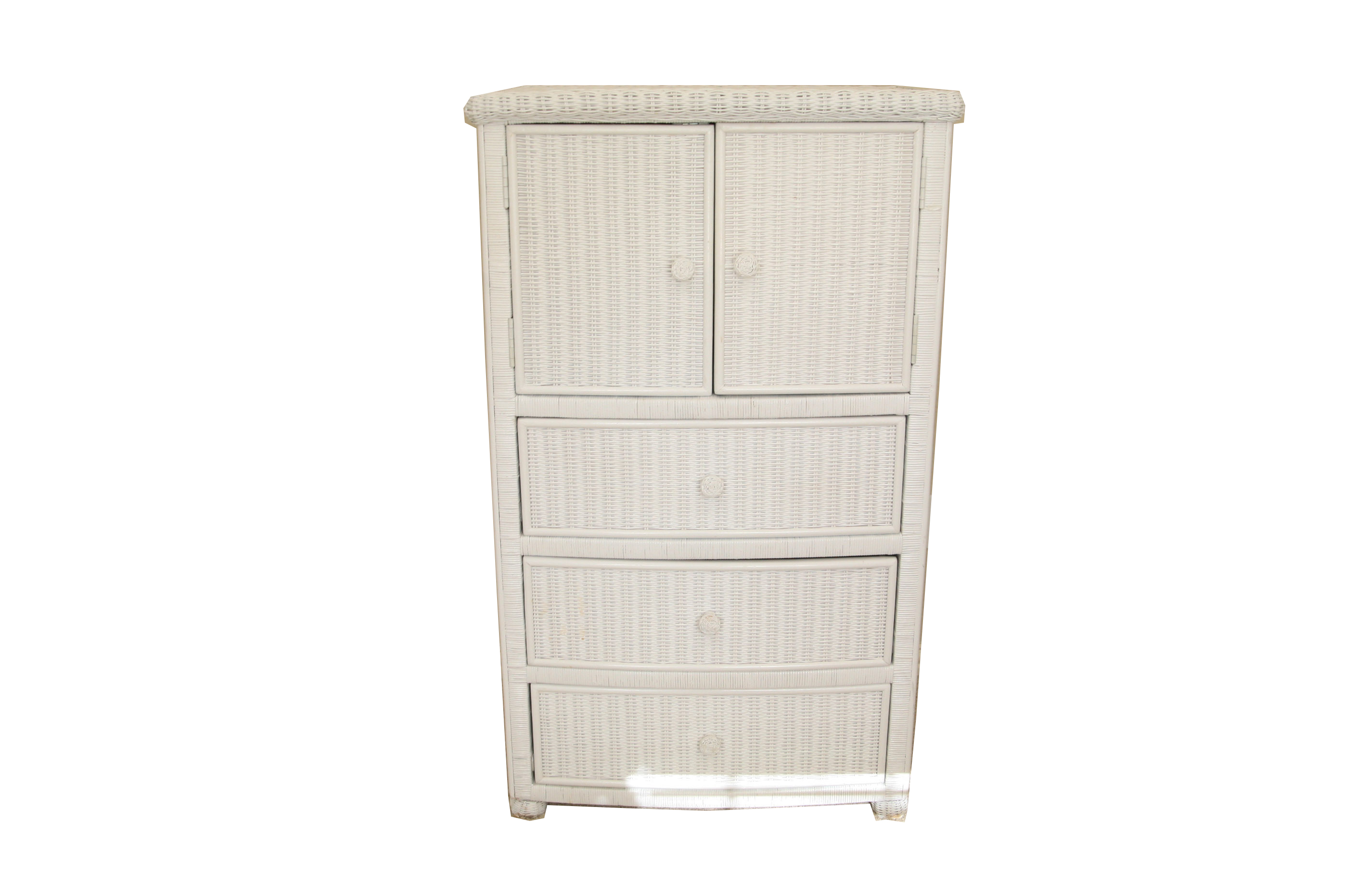 White Wicker Cabinet and Drawers | EBTH