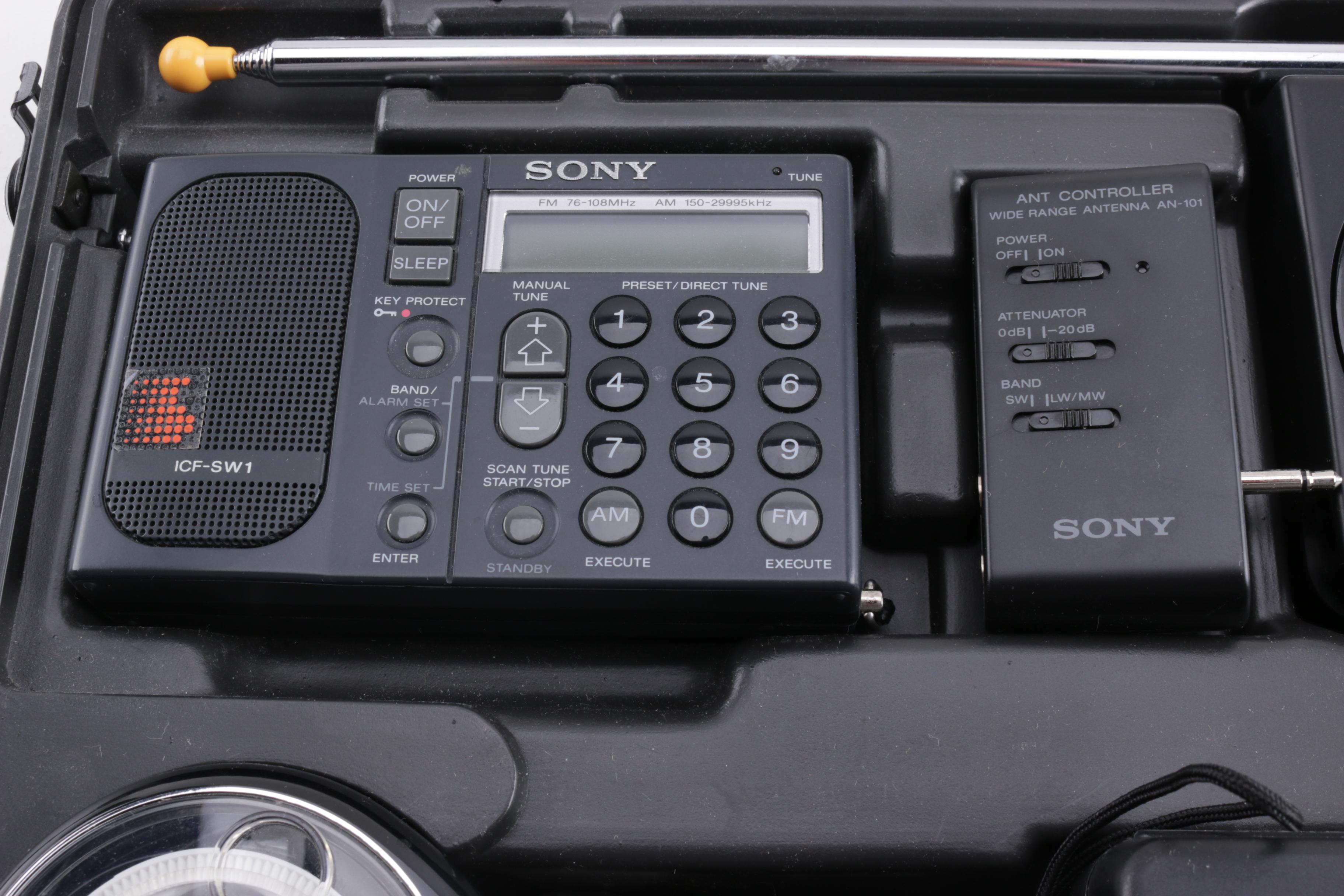 Sony Shortwave Radio And Vintage Phonic Mirror Speech Playback Recorder