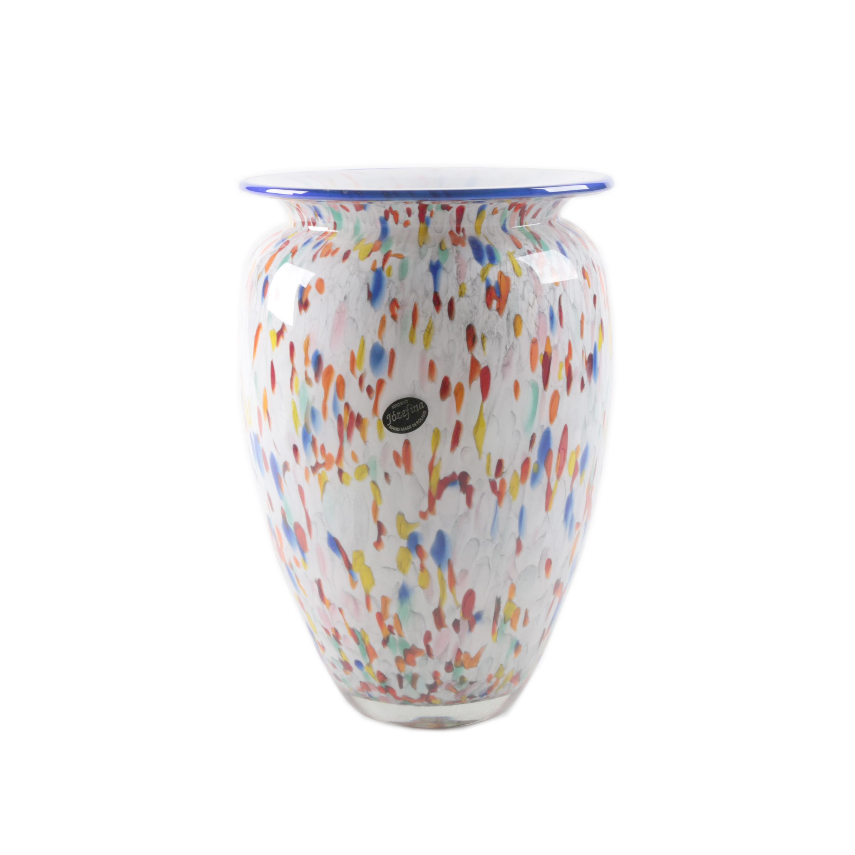 Krosno Jozefina Polish Hand Blown Confetti Glass Vase Ebth