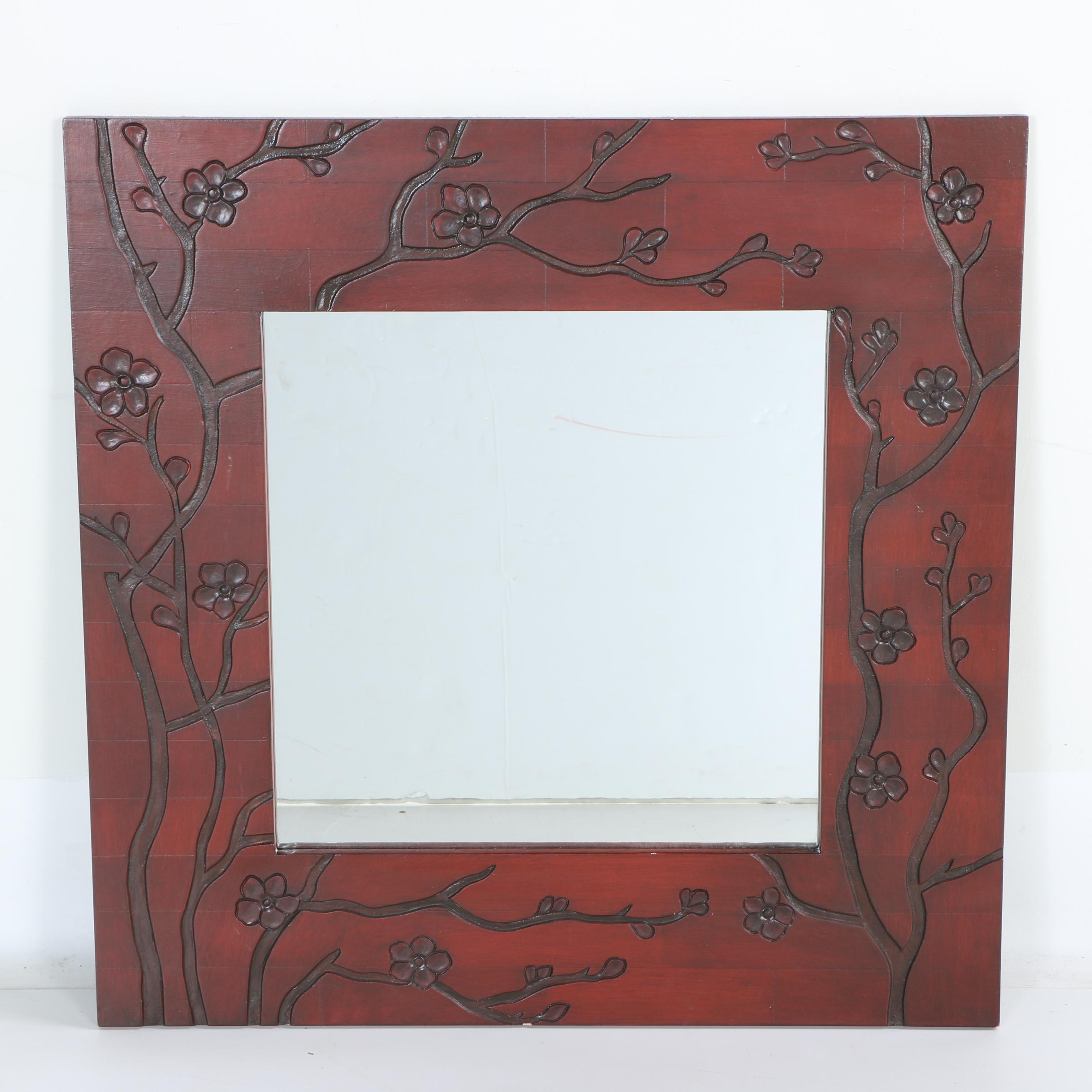 Pier 1 Imports Wooden Cherry Blossom Hanging Mirror Ebth