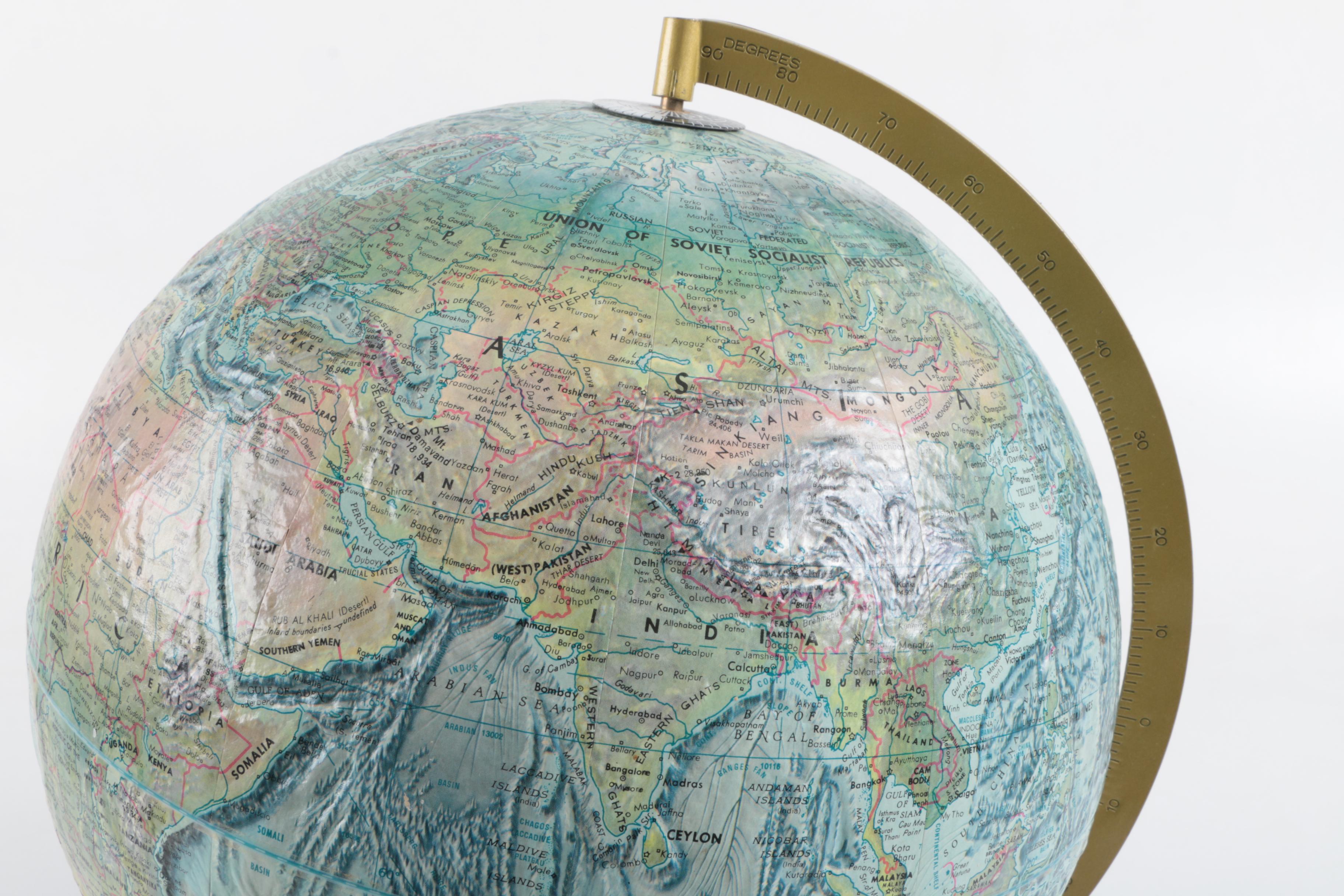 Vintage Replogle "World Ocean" Series Topographic Desk Globe EBTH