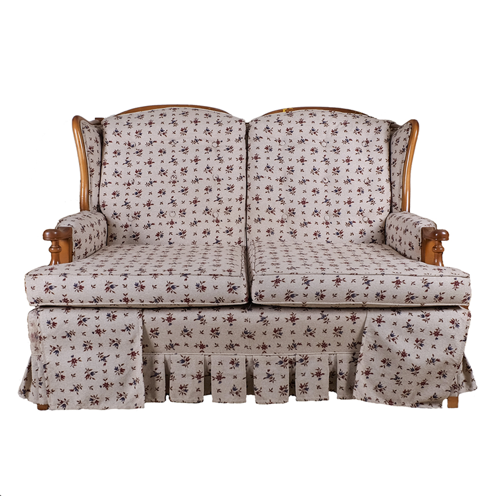Traditional Wingback Loveseat with Floral Upholstery EBTH