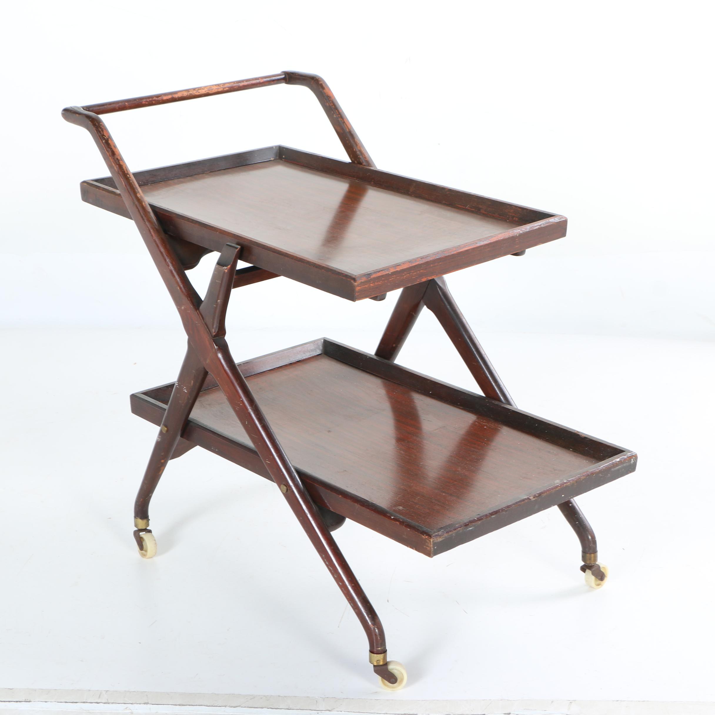 Mid Century Modern Two Tier Rolling Tea Cart EBTH
