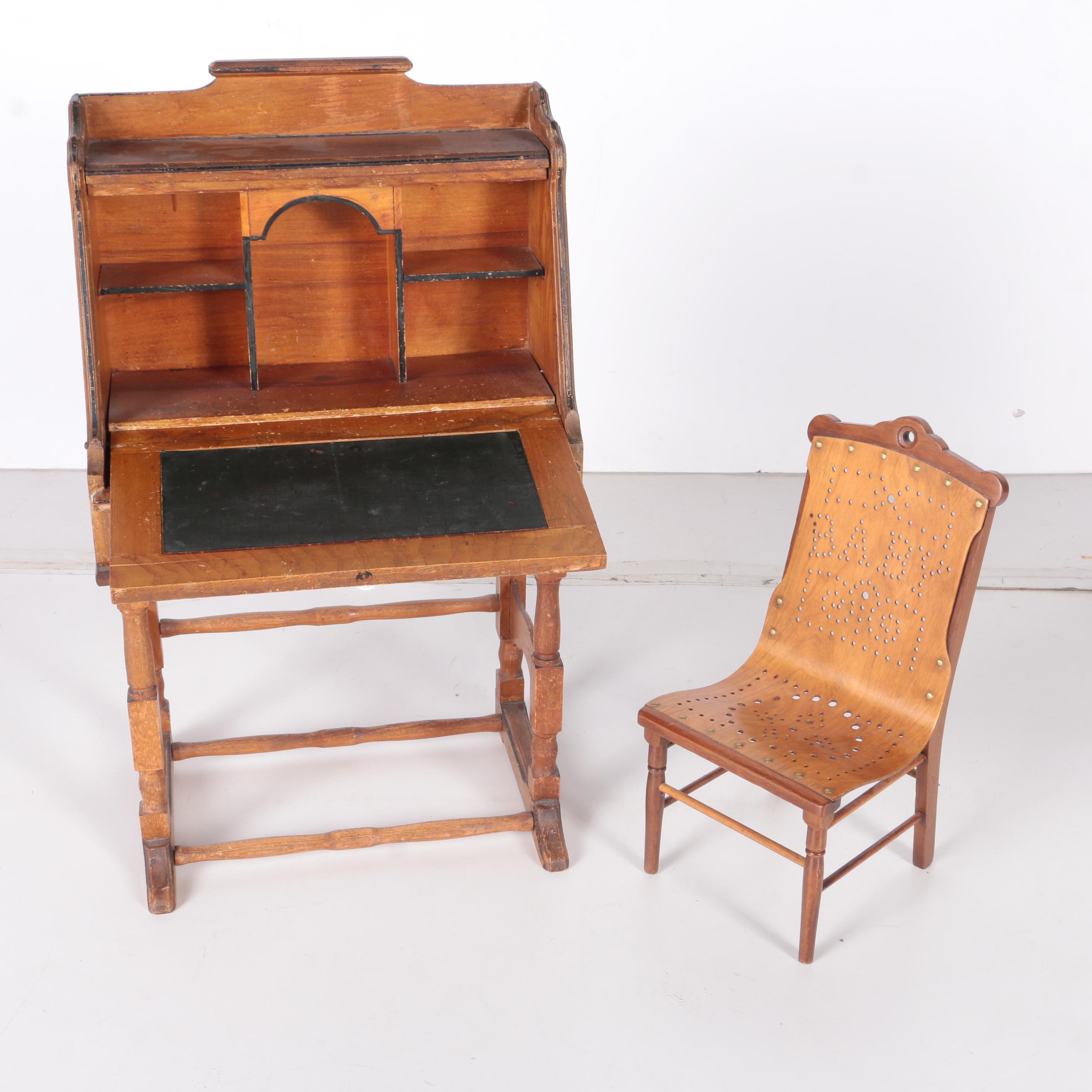 Antique Child's Writing Desk and Chair EBTH
