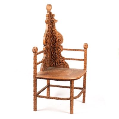 Victorian Carved Ash Corner Chair