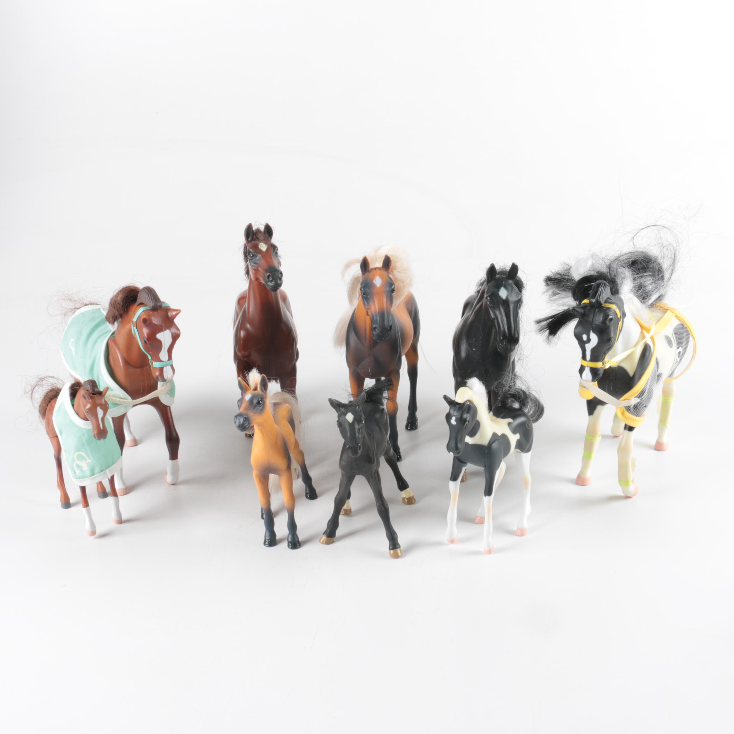 Nine Plastic Toy Horse Figures EBTH