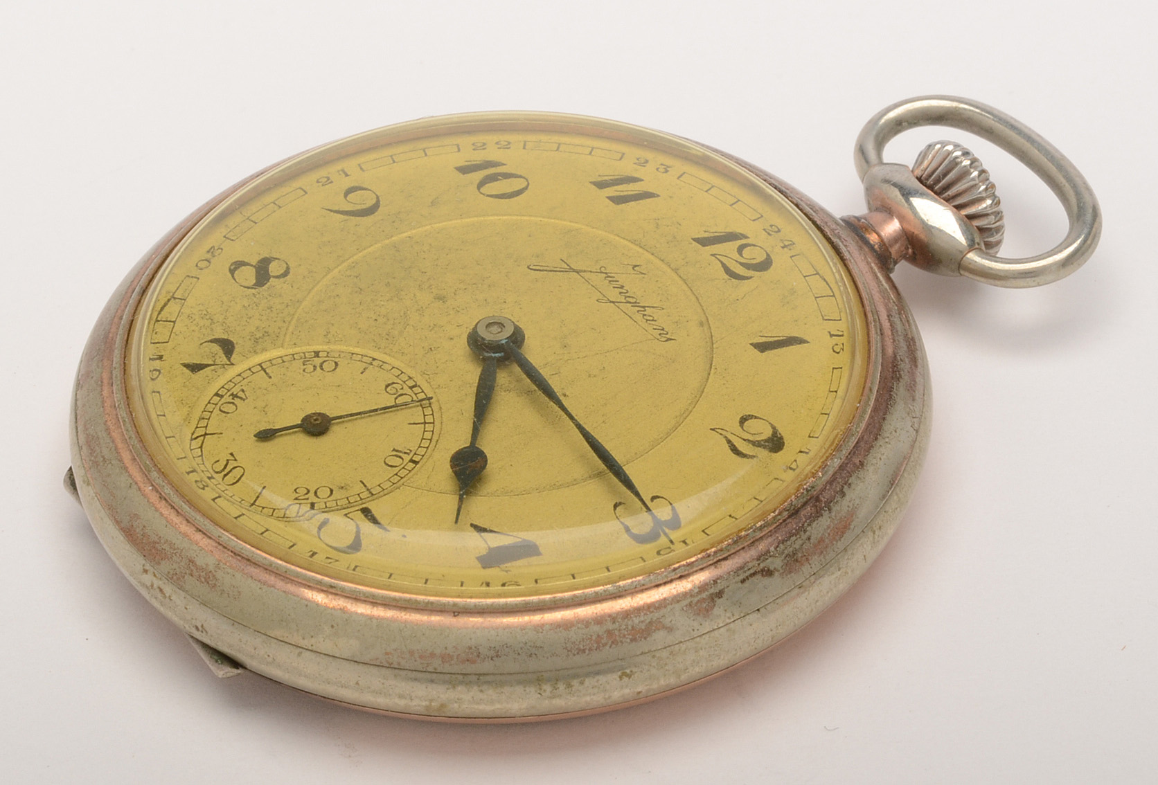 Antique TwoTone Open Face Junghans Pocket Watch EBTH