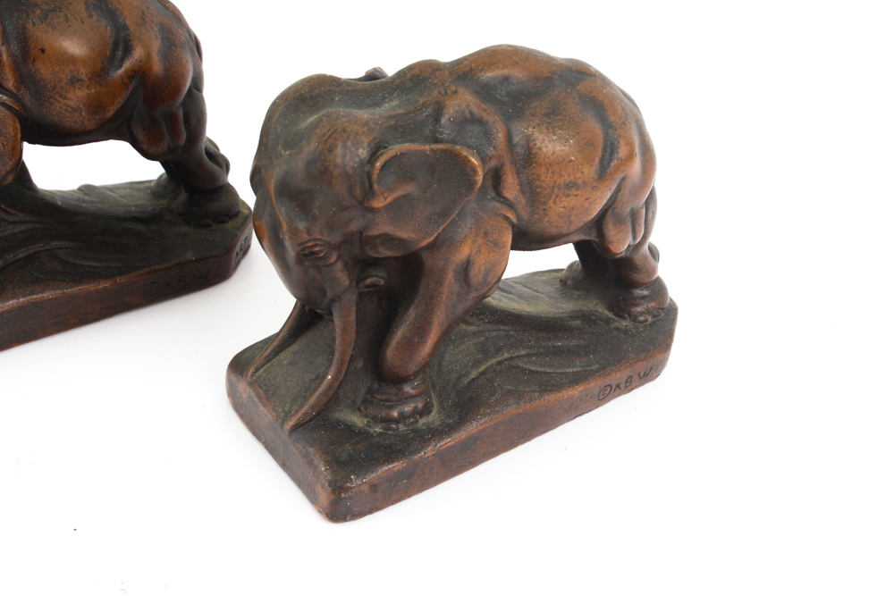 Antique KBW Art Bronze Elephant Bookends EBTH