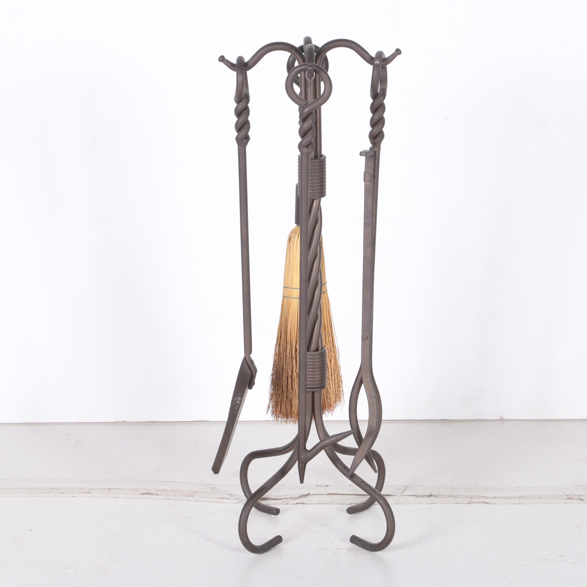 Wrought Iron Fireplace Tools And Stand Ebth