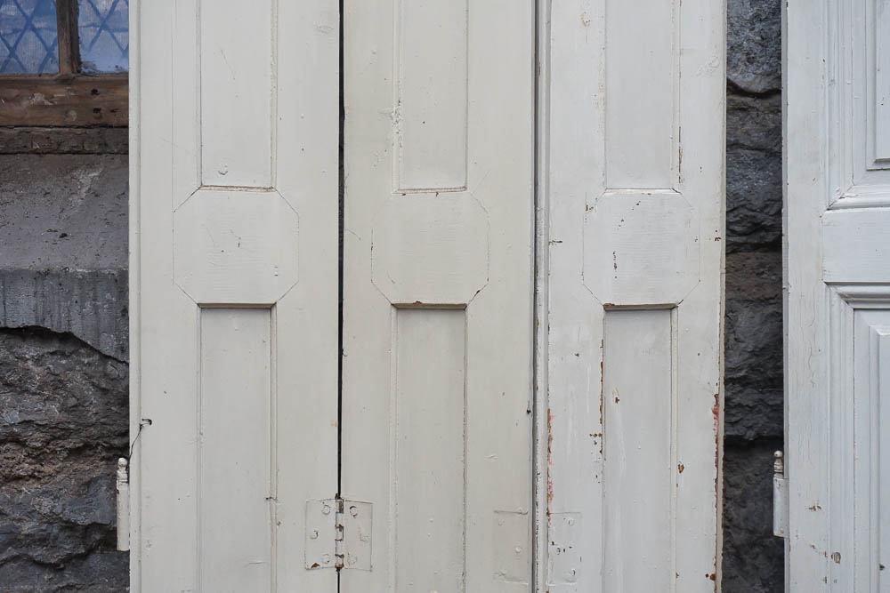 Antique White Painted Wood TriFold Shutters EBTH